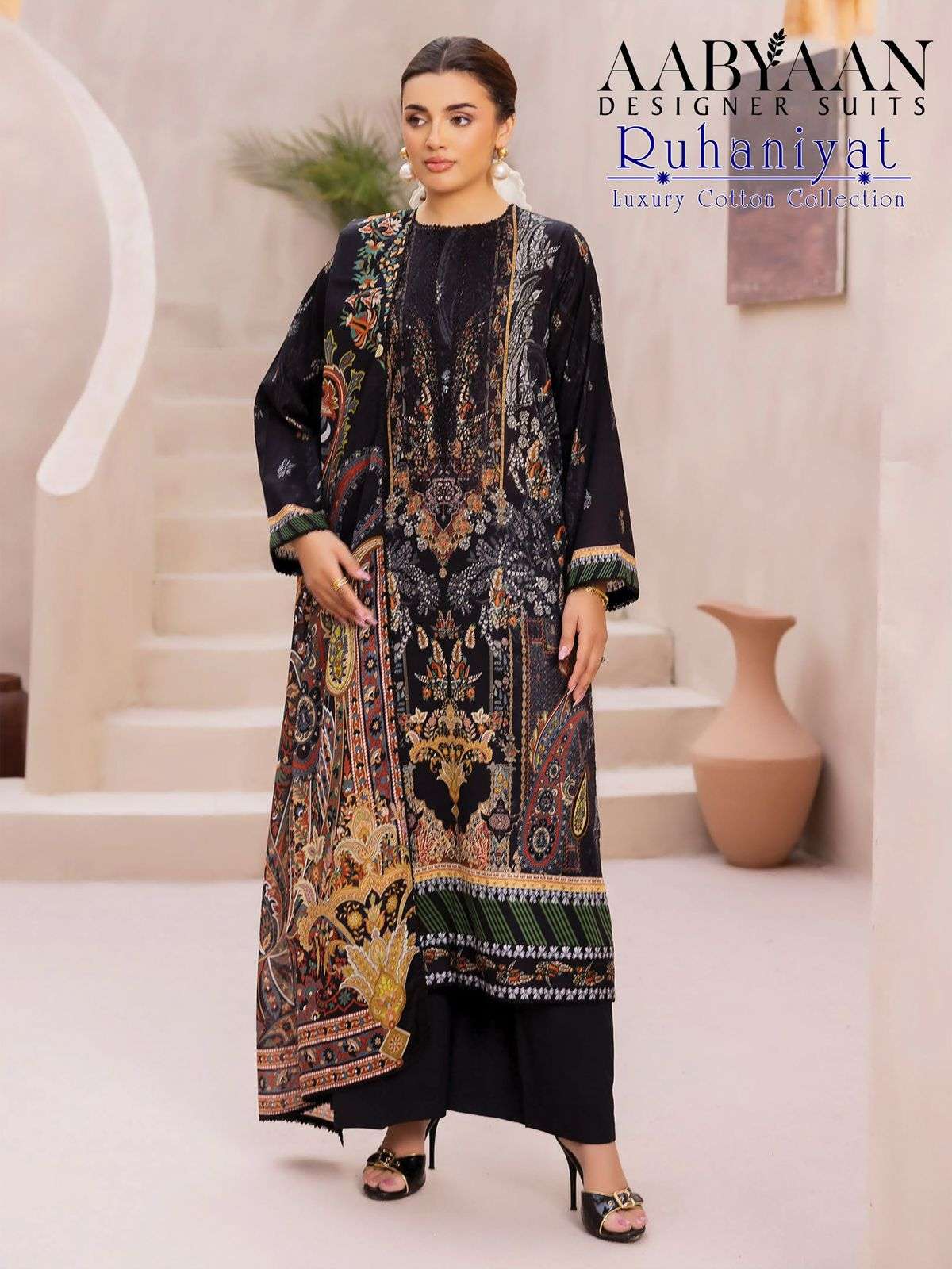 RUHANIYAT KARACHI STYLE VOL - 11 BY AABYAAN DESIGNER SUIT - 03