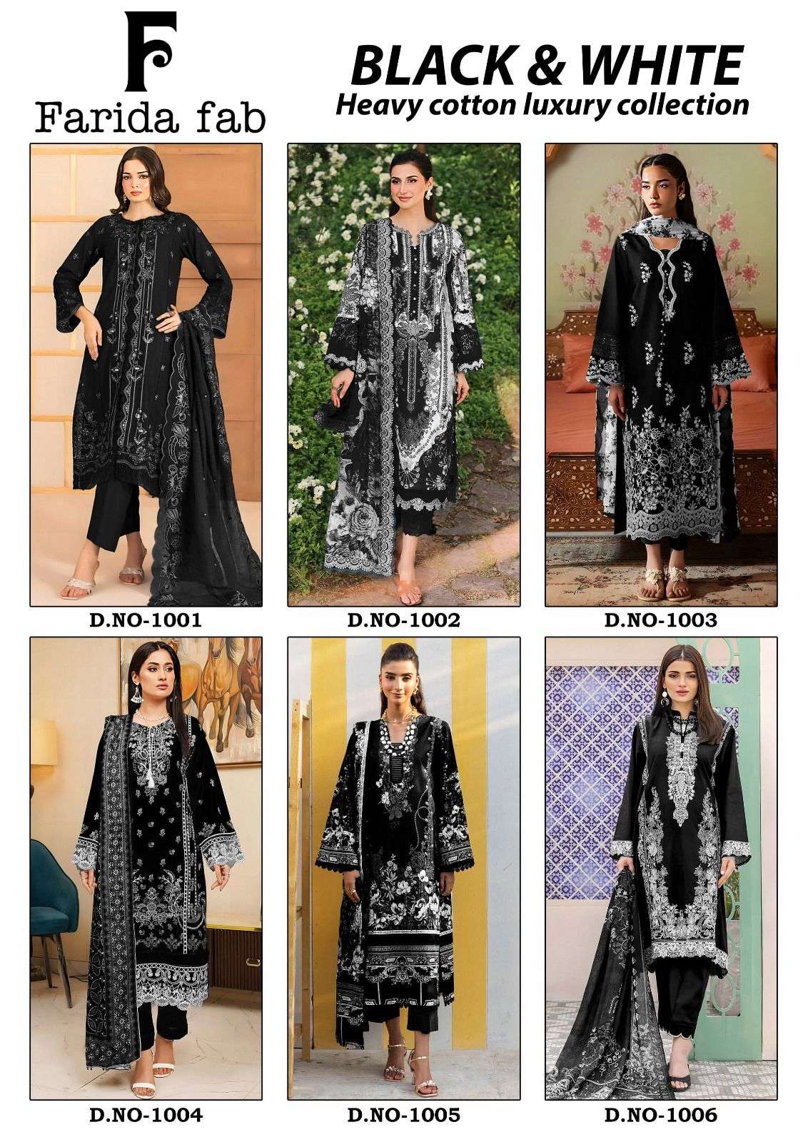 BLACK & WHITE HEAVY COTTON LUXURY COLLECTION BY FARIDA FAB - 01 - 06