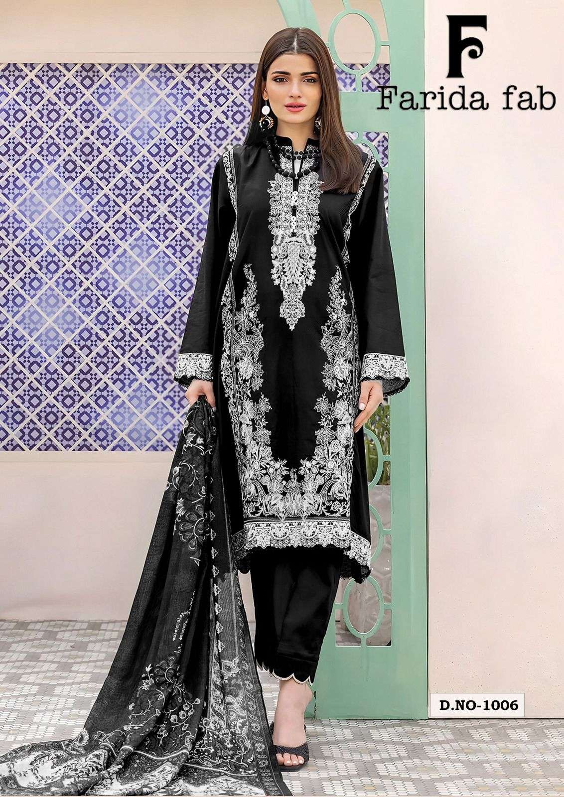 BLACK & WHITE HEAVY COTTON LUXURY COLLECTION BY FARIDA FAB - 06