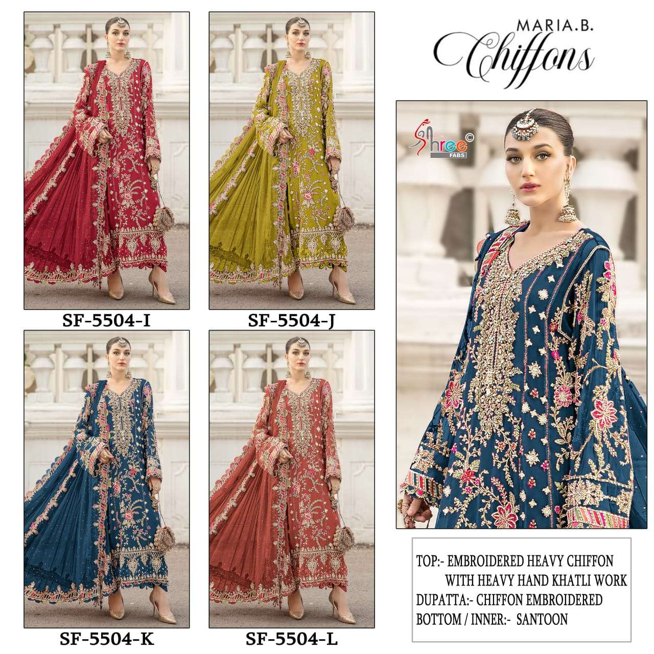MARIA B CHIFFONS D.NO. SF - 5504 OPEN & MODEL PIC BY SHREE FABS - 01 - 04