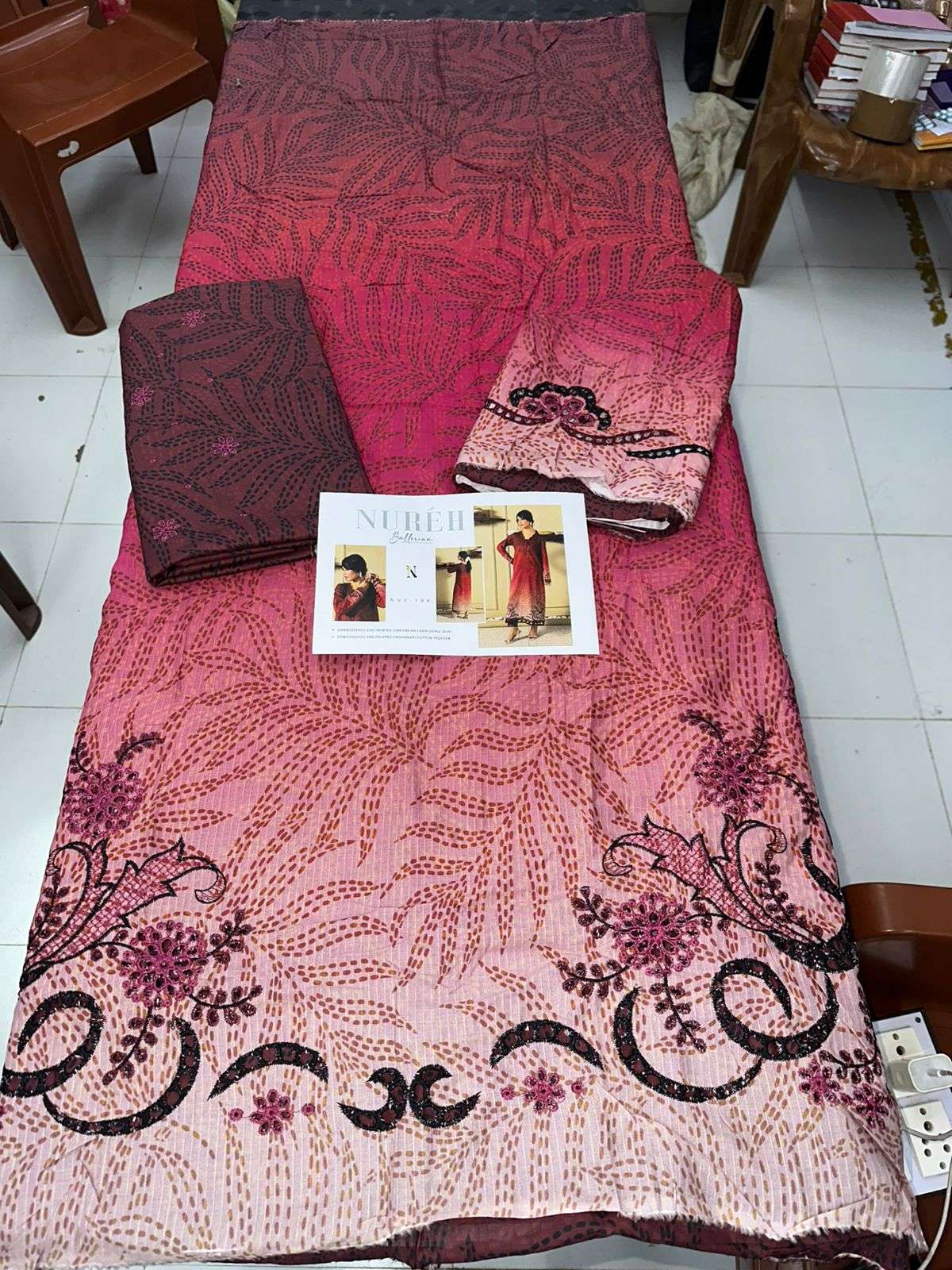 BALLERINA PRINTED CHIKANKARI LAWN COLLECTION BY NUREH-16