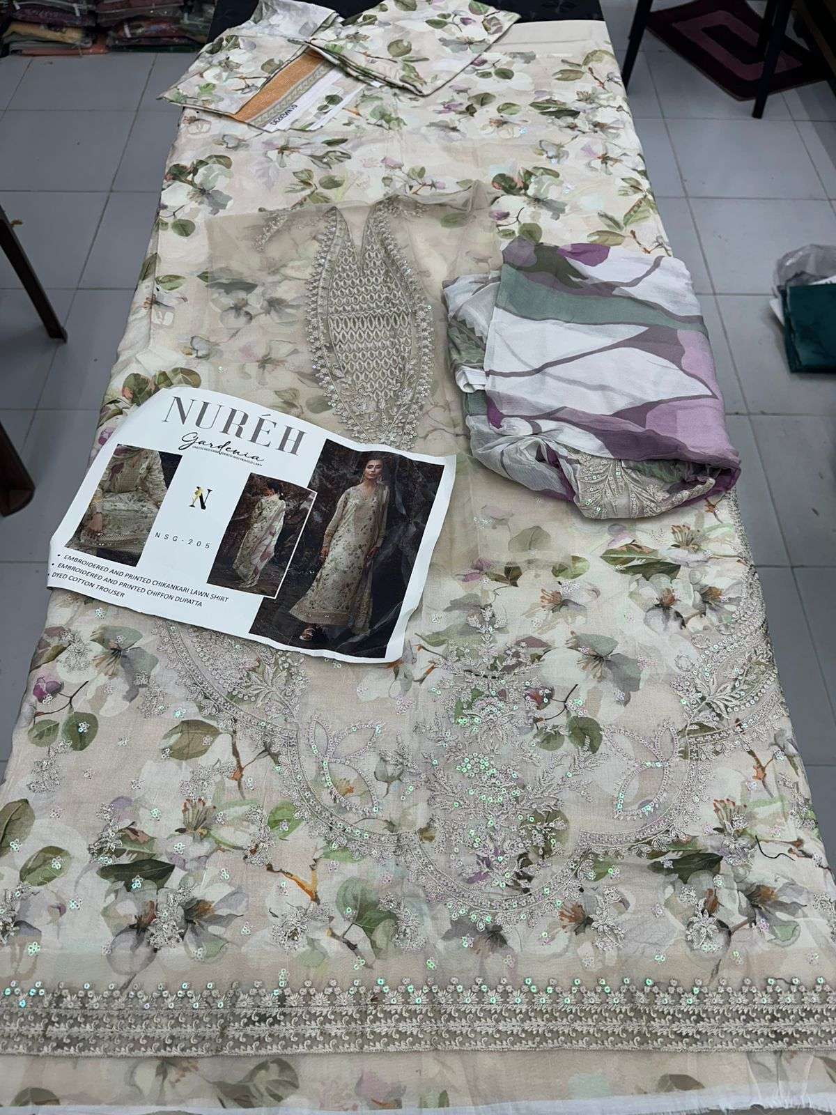 GARDENIA LUXURY PRINTED EMBROIDERED LAWN COLLECTION BY NUREH - 09