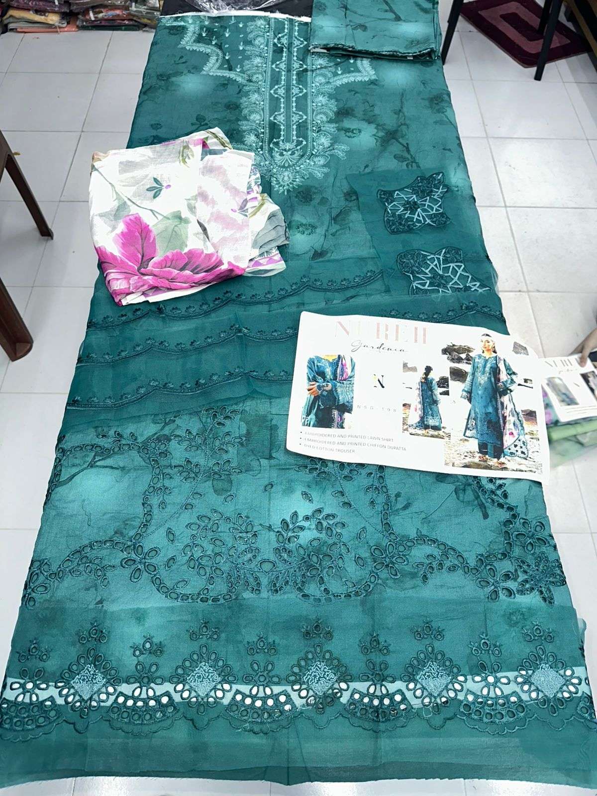GARDENIA LUXURY PRINTED EMBROIDERED LAWN COLLECTION BY NUREH - 10