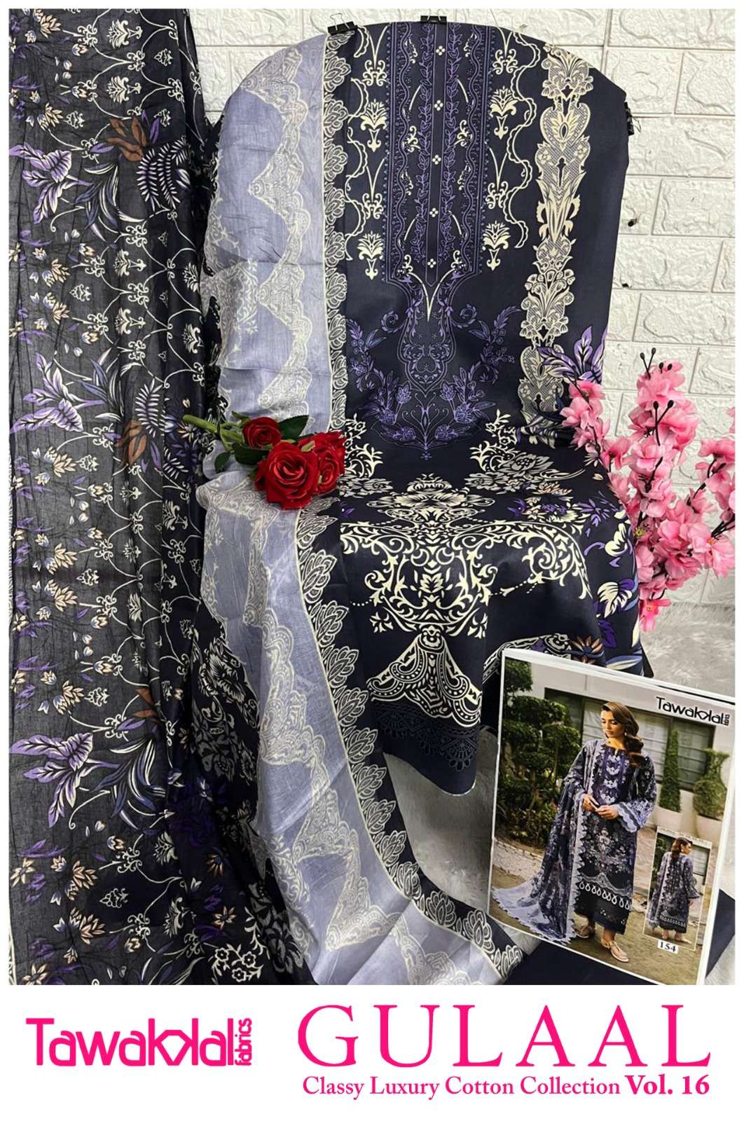 GULAAL CLASSY VOL - 16 OPEN & MODEL PIC BY TAWAKKAL FABRICS - 14