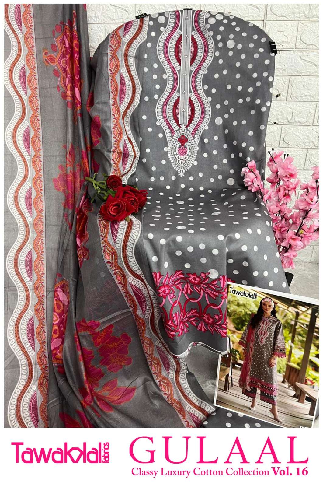 GULAAL CLASSY VOL - 16 OPEN & MODEL PIC BY TAWAKKAL FABRICS - 15