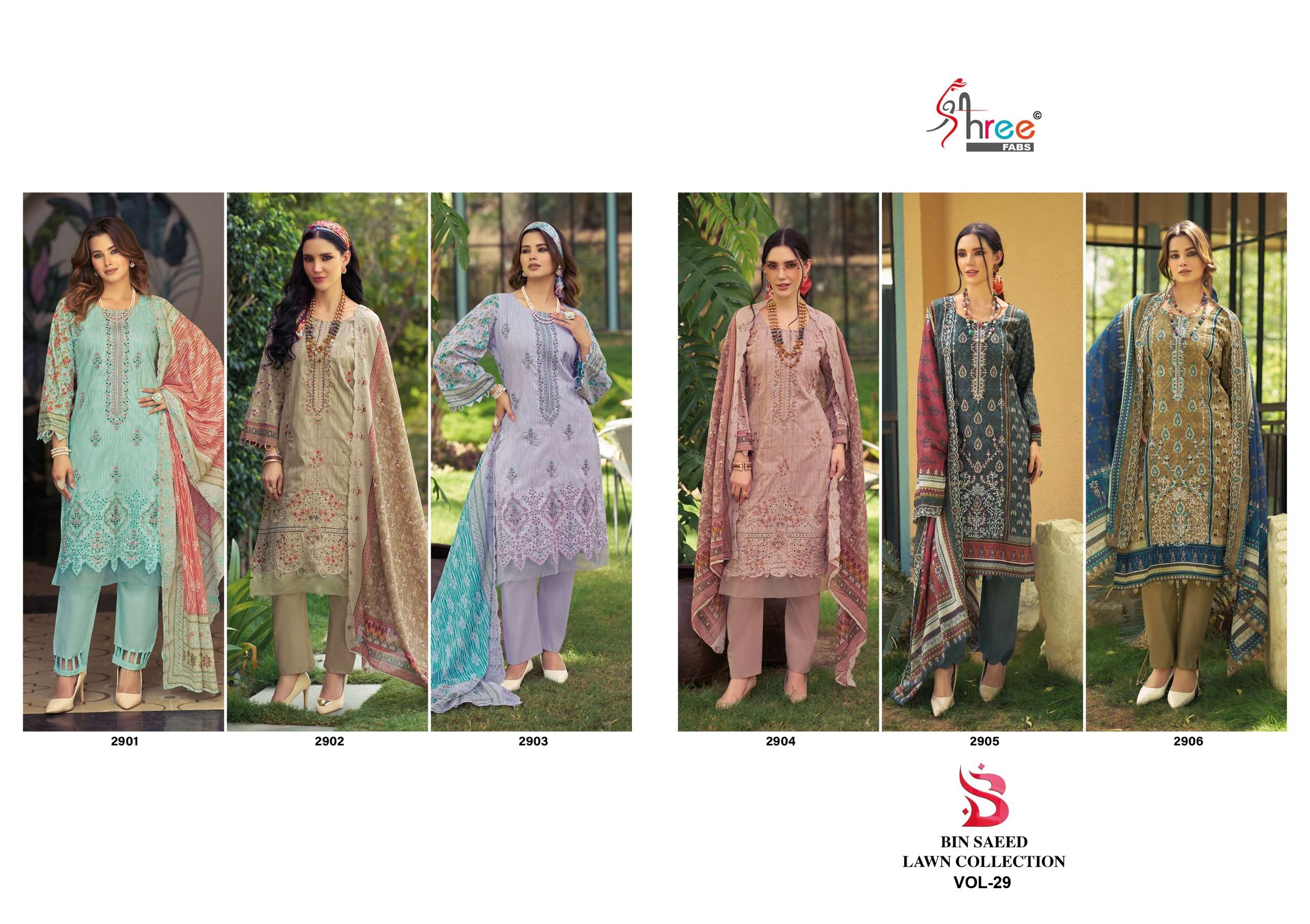 BIN SAEED LAWN COLLECTION VOL - 29 BY SHREE FABS - 01 - 06