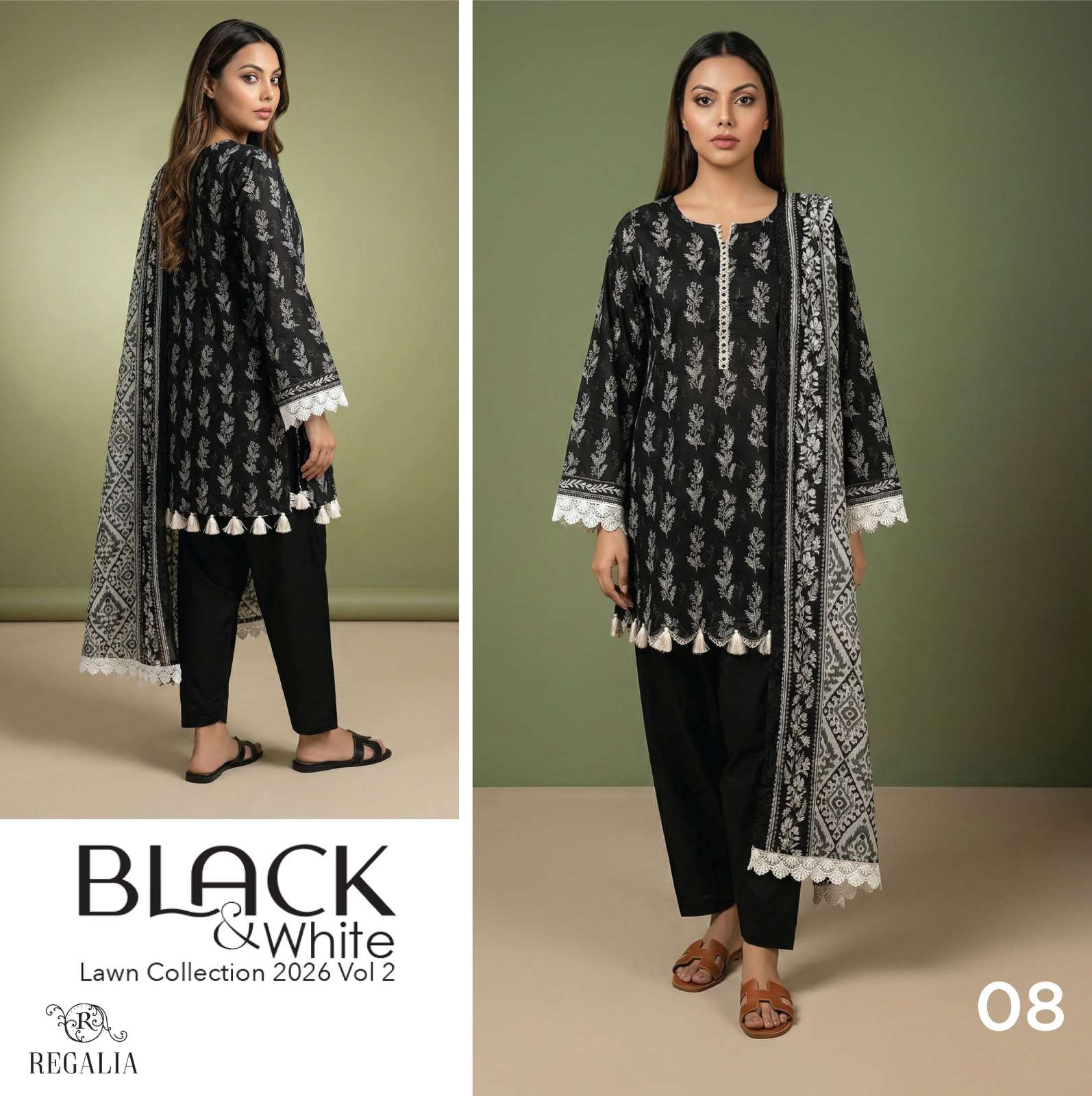 BLACK & WHITE VOL - 02 PRINTED LAWN COLLECTION 2026 BY REGALIA TEXTILES - 08