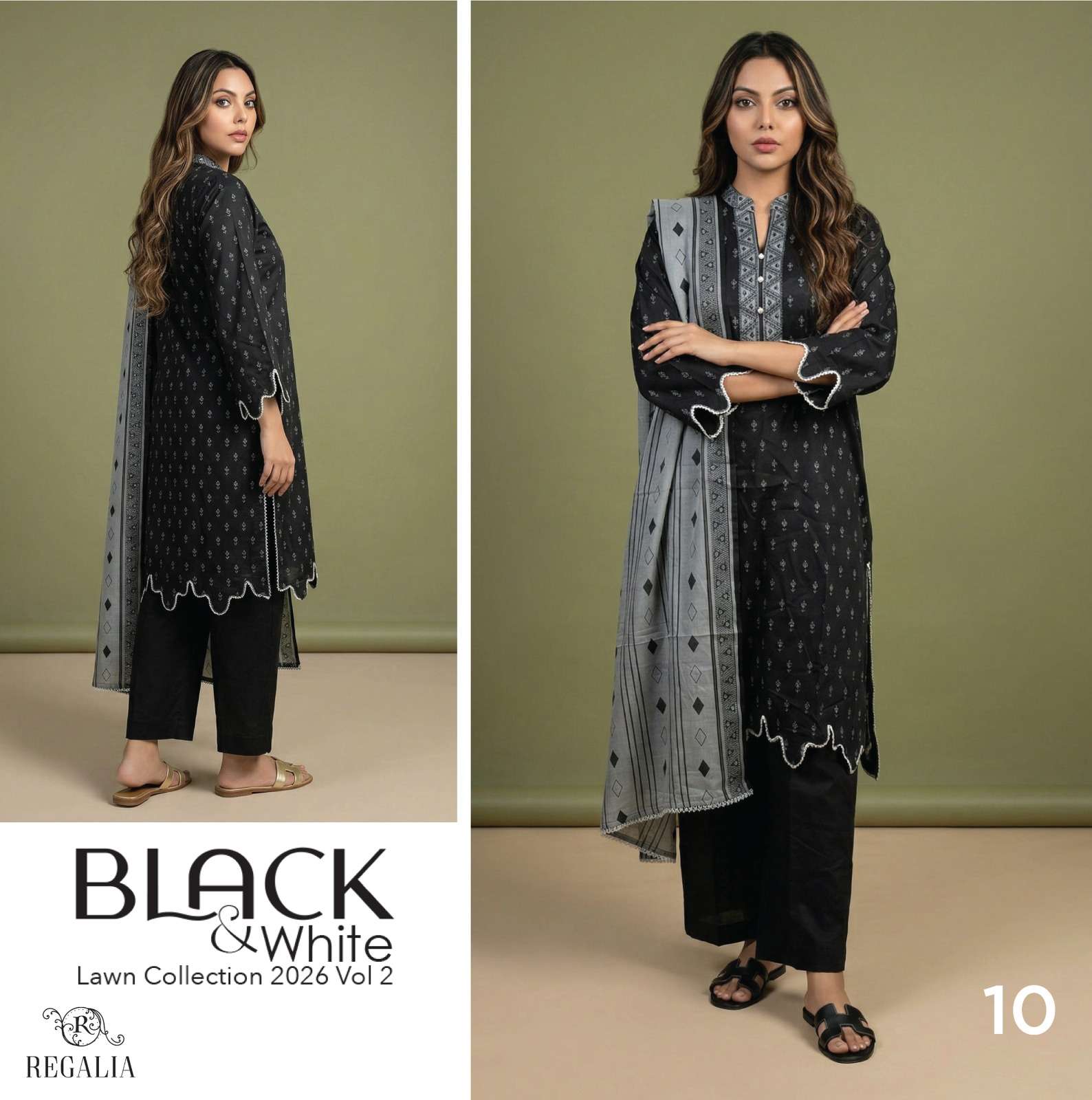 BLACK & WHITE VOL - 02 PRINTED LAWN COLLECTION 2026 BY REGALIA TEXTILES - 10