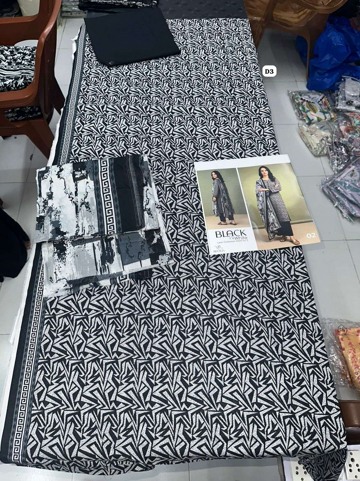 BLACK & WHITE VOL - 02 PRINTED LAWN COLLECTION 2026 OPEN PIC BY REGALIA TEXTILES - 03