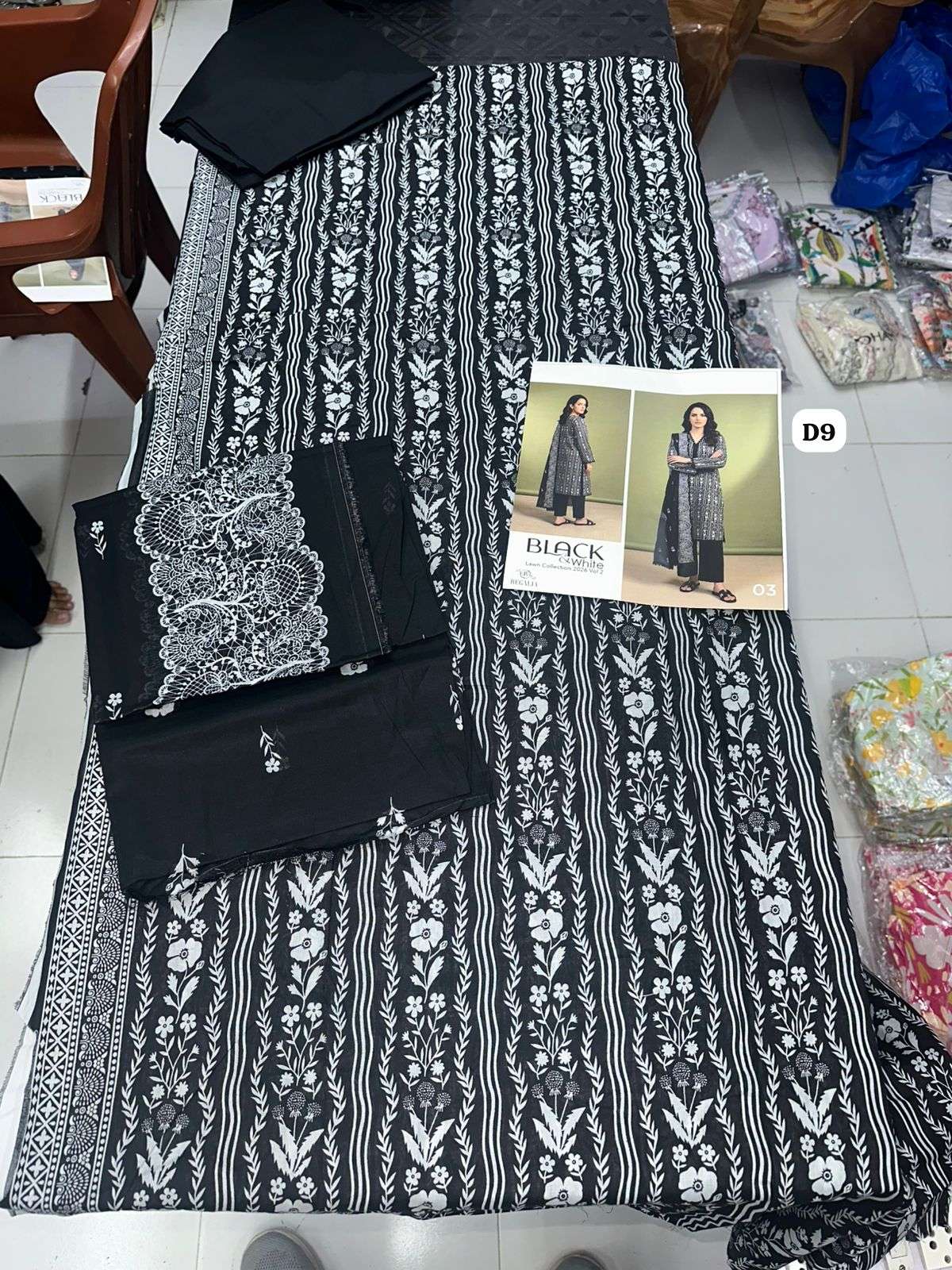 BLACK & WHITE VOL - 02 PRINTED LAWN COLLECTION 2026 OPEN PIC BY REGALIA TEXTILES - 09