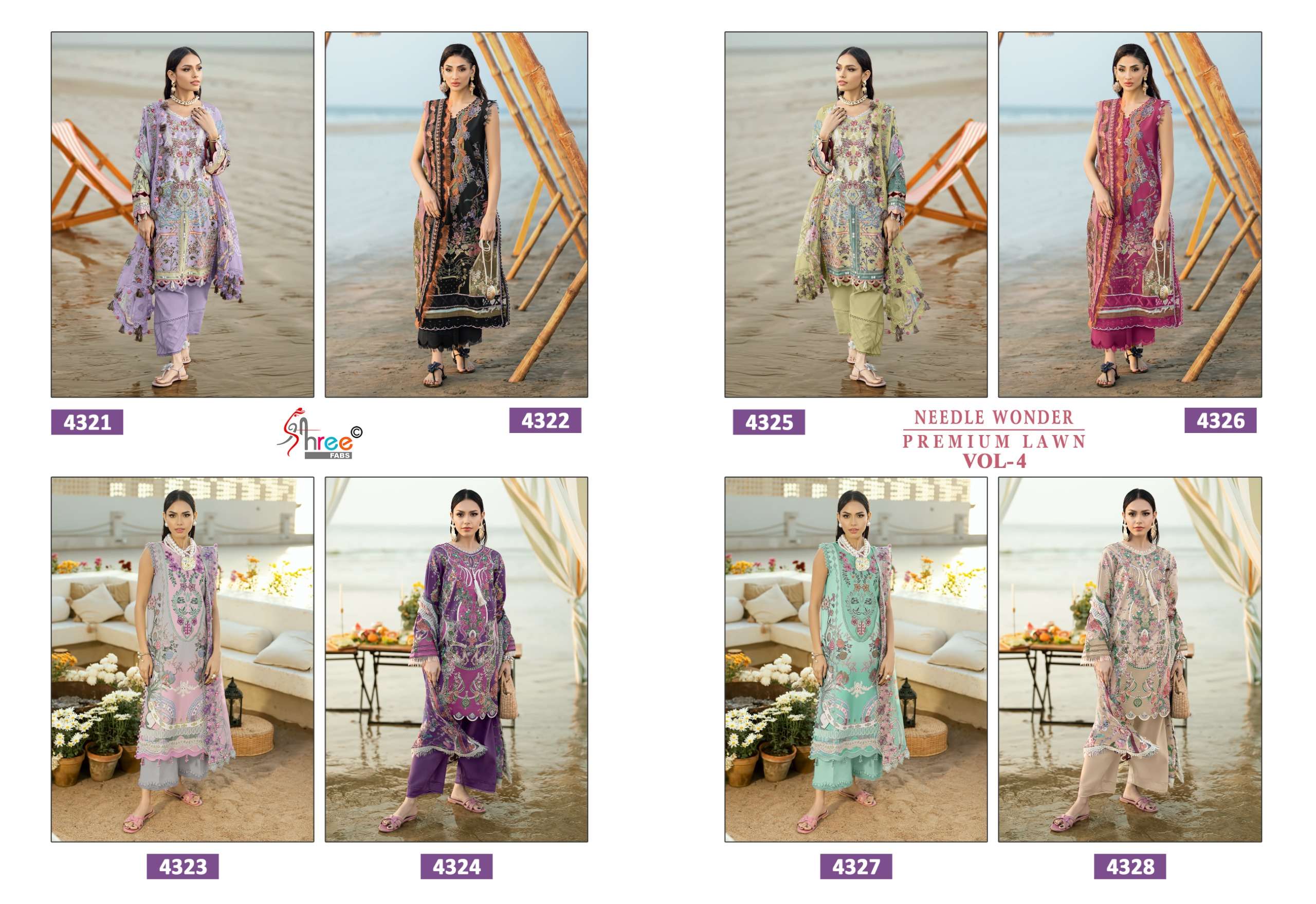 NEEDLE WONDER PREMIUM LAWN VOL - 04 BY SHREE FABS - 01 - 08 B