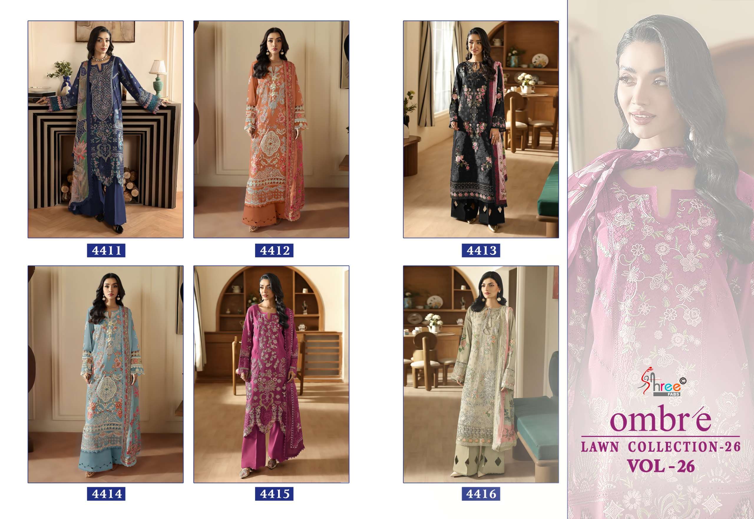 OMBRE LAWN COLLECTION VOL - 26 BY SHREE FABS - 01 - 06 A