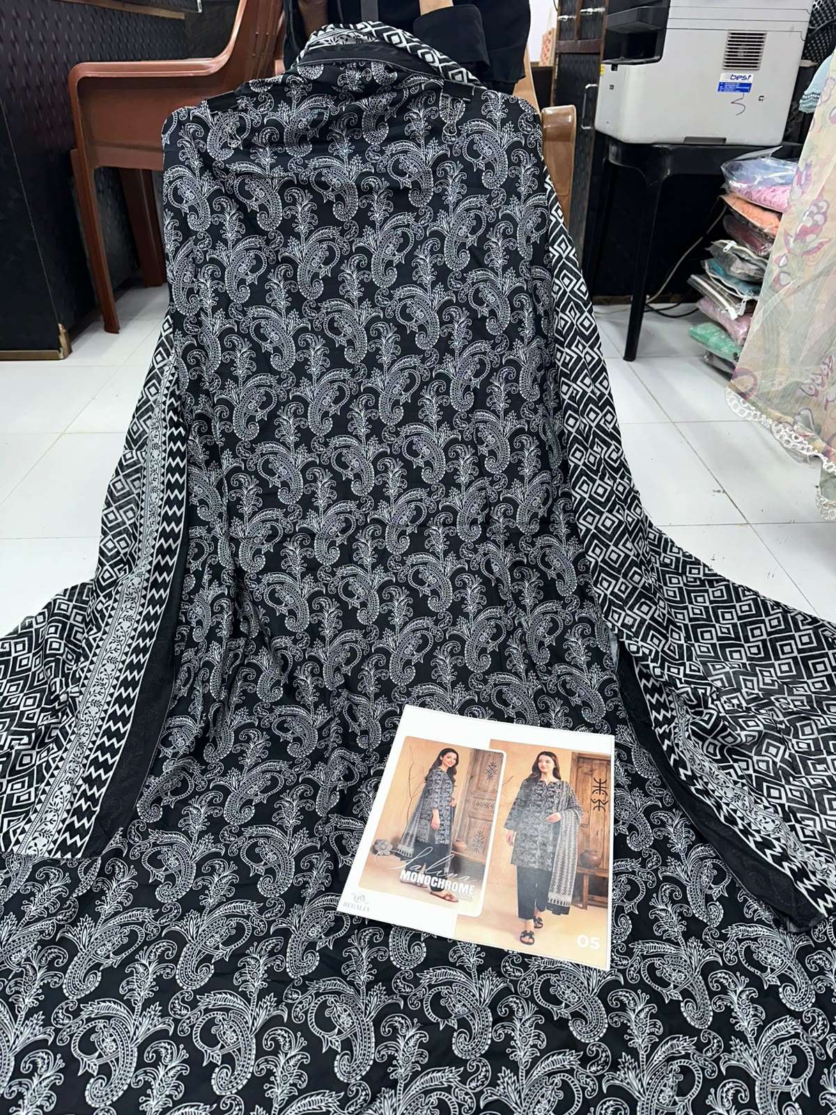 SALINA MONOCHROME BLACK & WHITE PRINTED LAWN COLLECTION 2026 BY REGALIA TEXTILES - 03