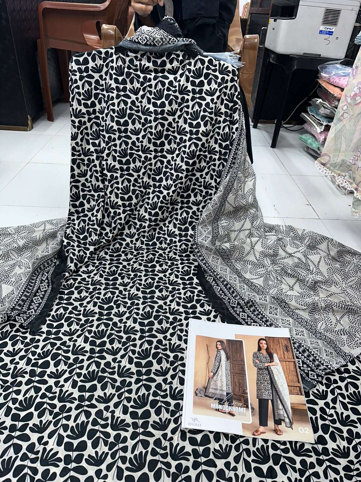 SALINA MONOCHROME BLACK & WHITE PRINTED LAWN COLLECTION 2026 BY REGALIA TEXTILES - 08
