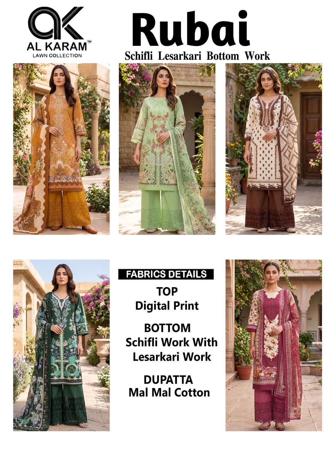 RUBAI BY AL KARAM LAWN COLLECTION - 01 - 05