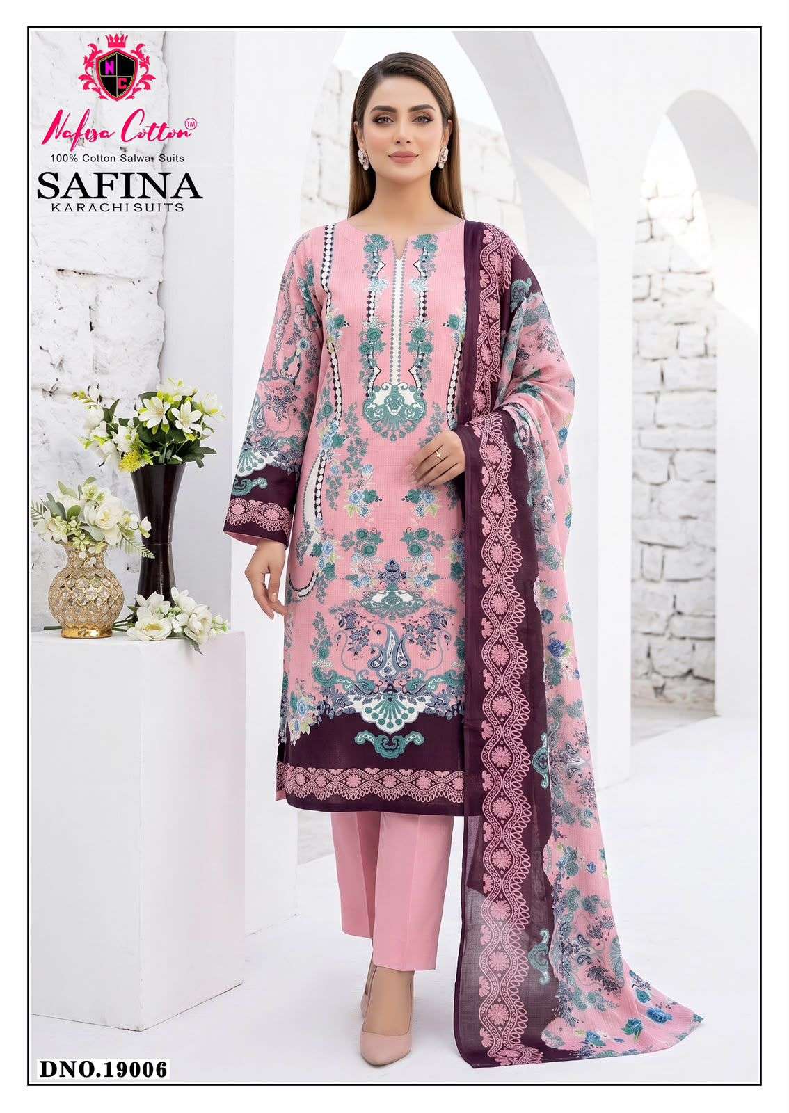 SAFINA KARACHI SUITS VOL - 19 BY NAFISHA COTTON - 06