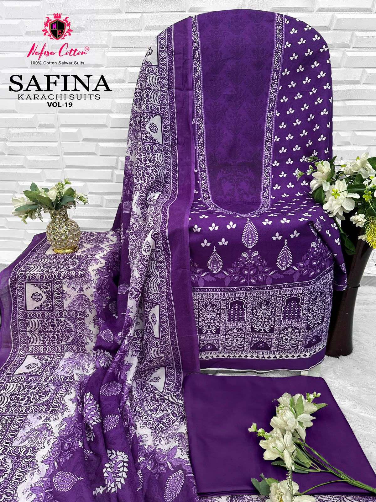 SAFINA KARACHI SUITS VOL - 19 OPEN PIC BY NAFISHA COTTON - 01