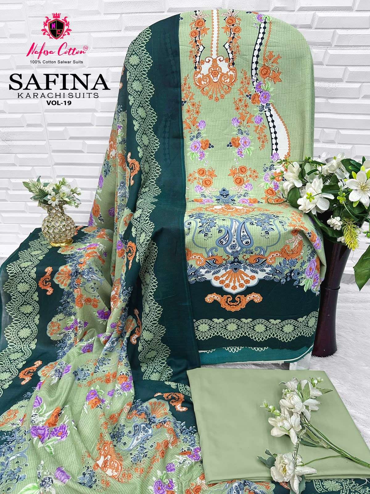SAFINA KARACHI SUITS VOL - 19 OPEN PIC BY NAFISHA COTTON - 02