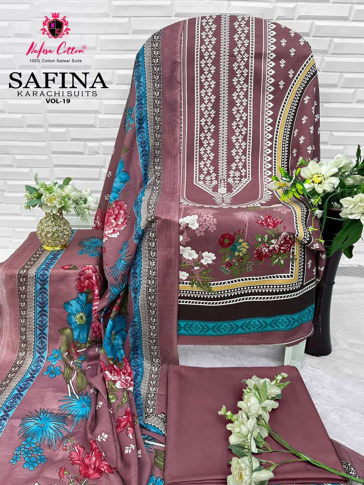 SAFINA KARACHI SUITS VOL - 19 OPEN PIC BY NAFISHA COTTON - 04