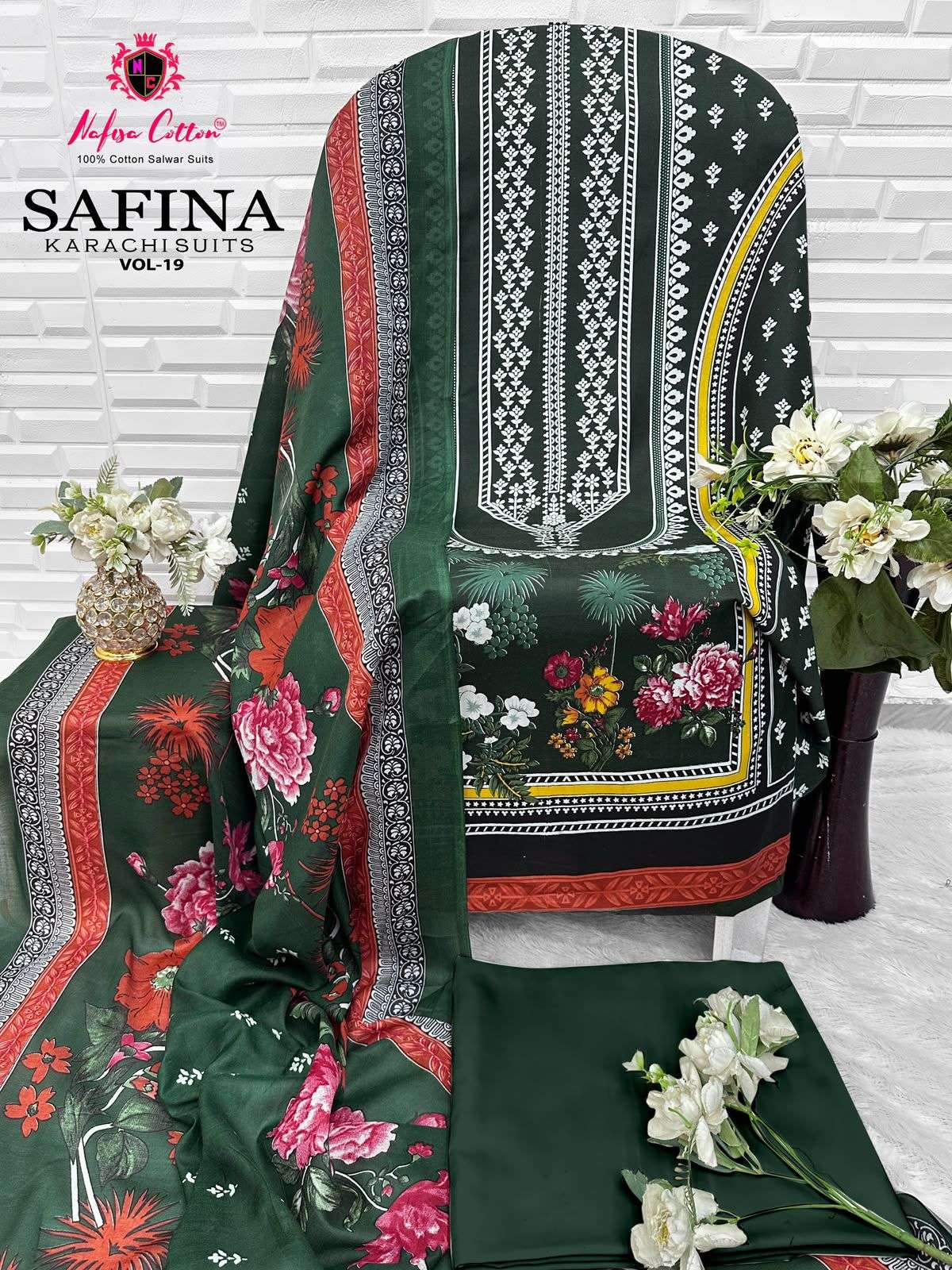 SAFINA KARACHI SUITS VOL - 19 OPEN PIC BY NAFISHA COTTON - 05