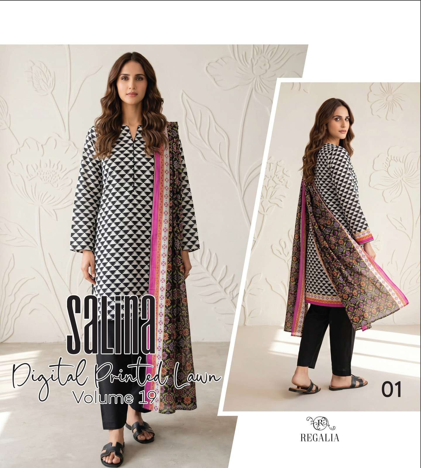 SALINA DIGITAL PRINTED LAWN COLLECTION VOL - 19 BY REGALIA TEXTILES - 01