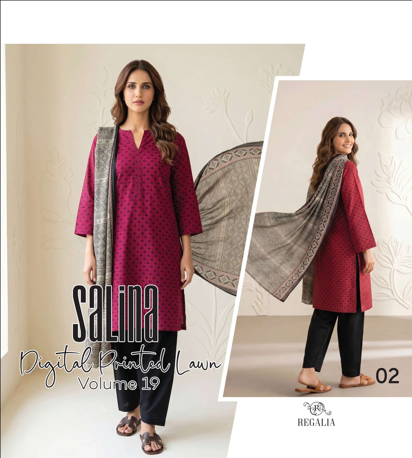 SALINA DIGITAL PRINTED LAWN COLLECTION VOL - 19 BY REGALIA TEXTILES - 02