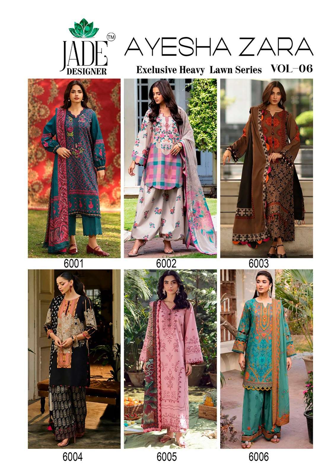 AYESHA ZARA VOL - 06 HEAVY LAWN COTTON BY JADE - 01 - 06