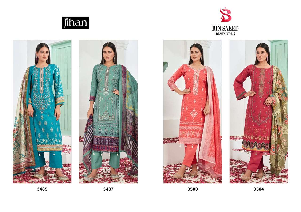 BIN SAEED REMIX LAWN COLLECTION VOL - 04 BY JIHAN - 01 - 04