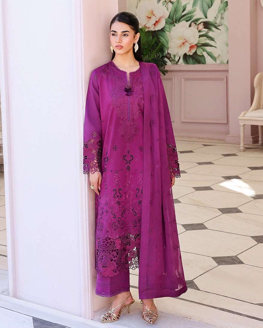 CHIKANKARI LAWN COLLECTION UNSTITCHED CHIKANKARI EMBROIDERED LAWN BY ROHEENAZ - 01