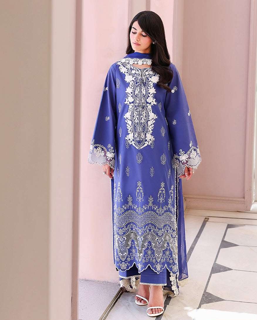 CHIKANKARI LAWN COLLECTION UNSTITCHED CHIKANKARI EMBROIDERED LAWN BY ROHEENAZ - 08
