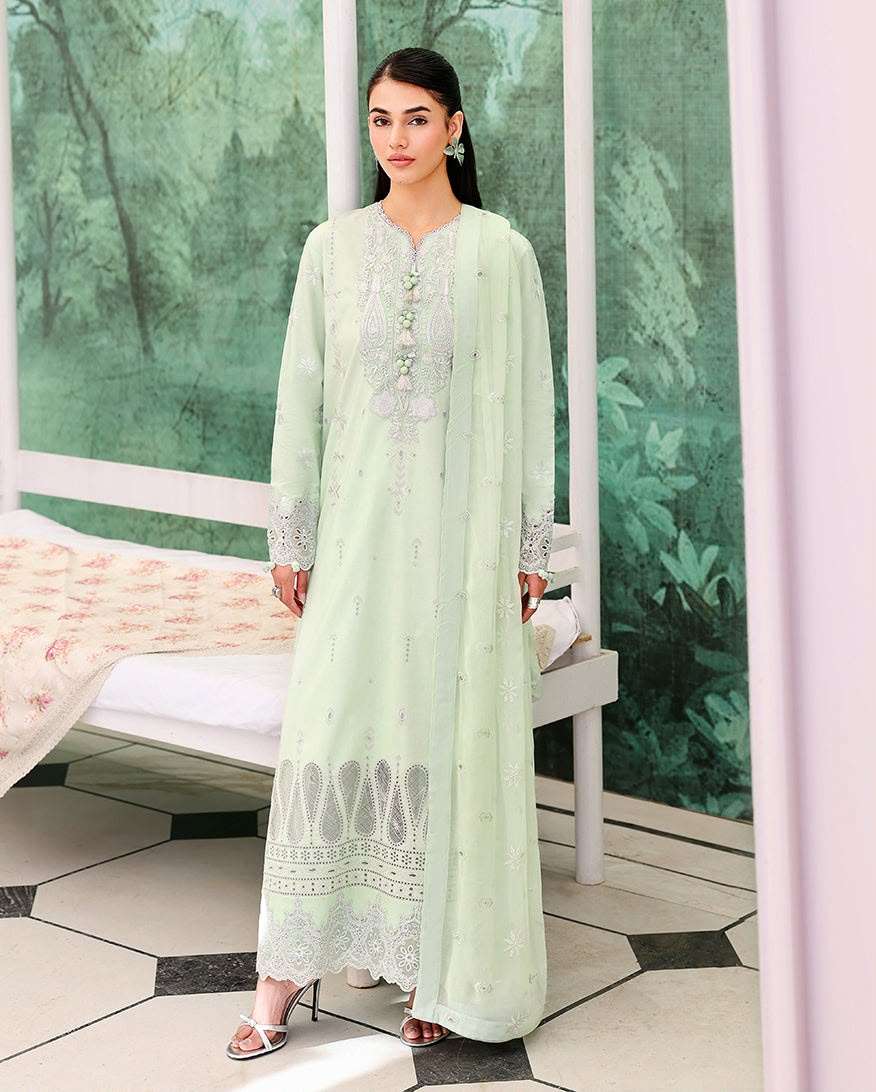 CHIKANKARI LAWN COLLECTION UNSTITCHED CHIKANKARI EMBROIDERED LAWN BY ROHEENAZ - 10