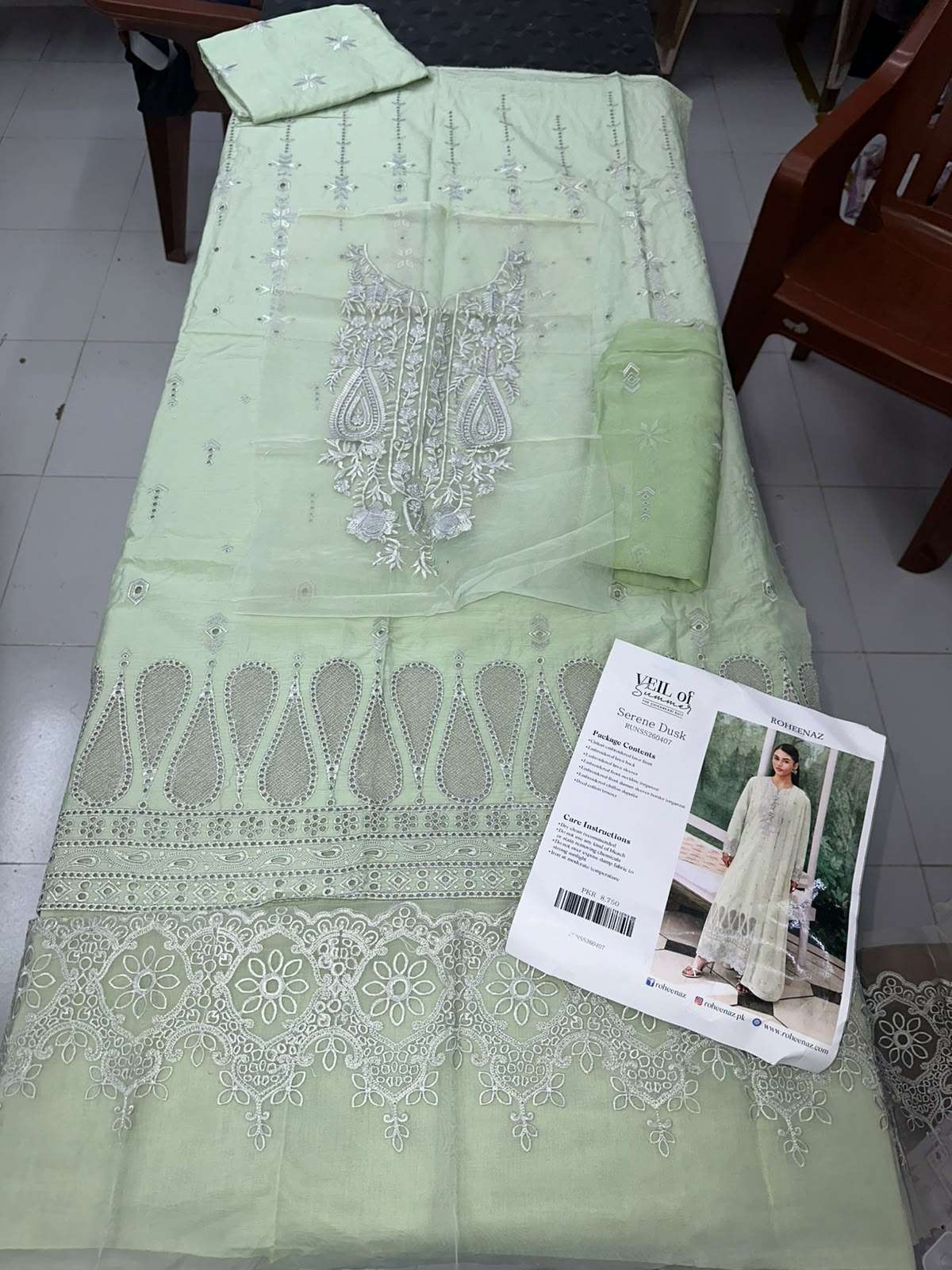 CHIKANKARI LAWN COLLECTION UNSTITCHED CHIKANKARI EMBROIDERED LAWN OPEN PICS BY ROHEENAZ - 03