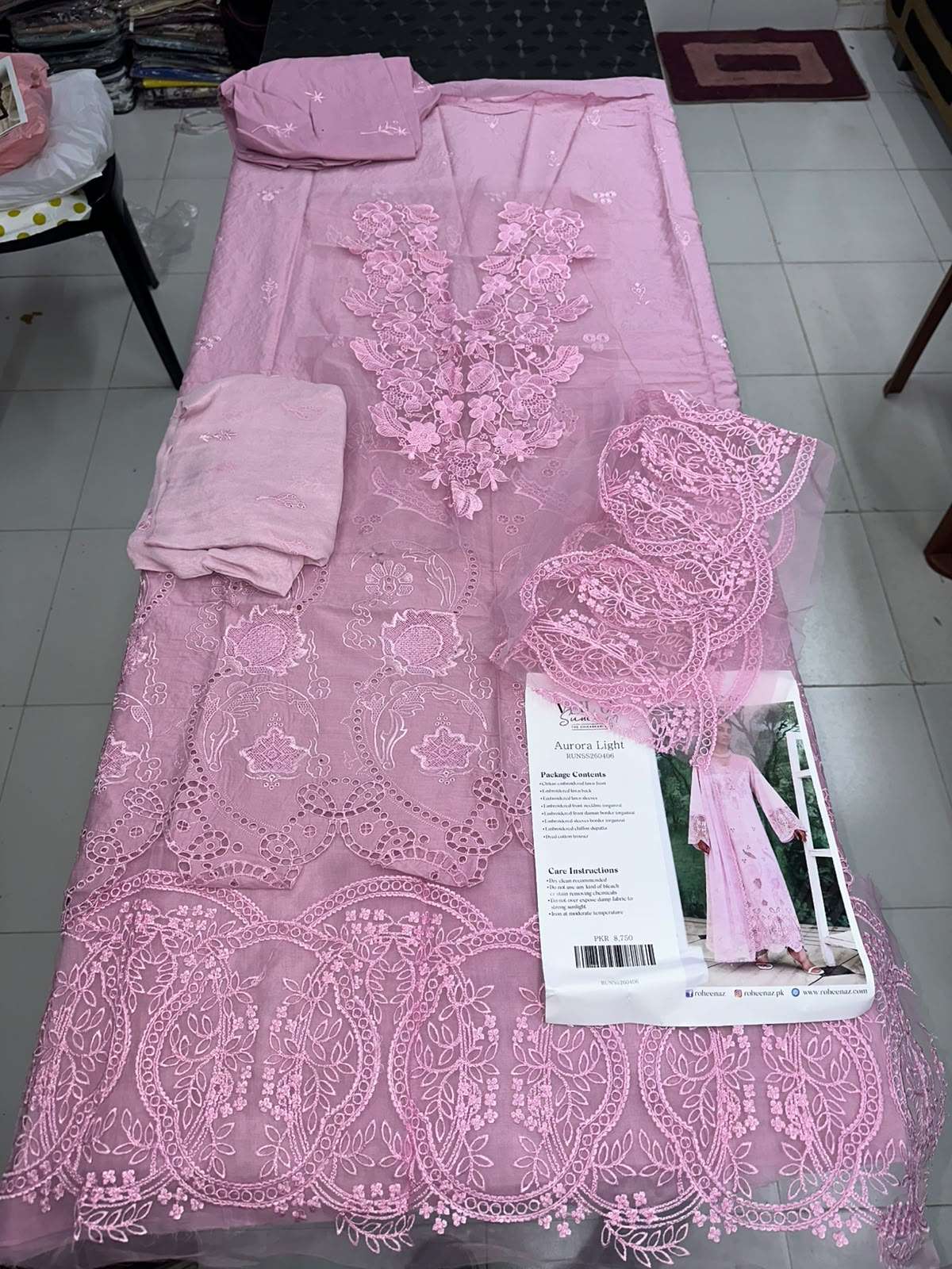CHIKANKARI LAWN COLLECTION UNSTITCHED CHIKANKARI EMBROIDERED LAWN OPEN PICS BY ROHEENAZ - 05