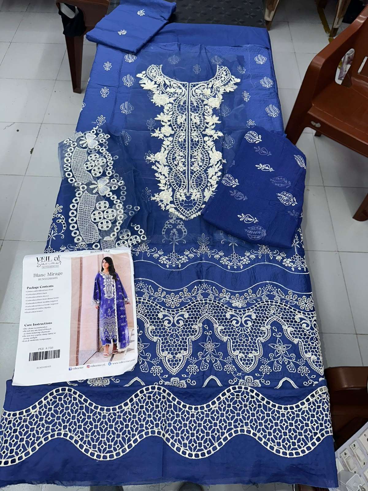 CHIKANKARI LAWN COLLECTION UNSTITCHED CHIKANKARI EMBROIDERED LAWN OPEN PICS BY ROHEENAZ - 06