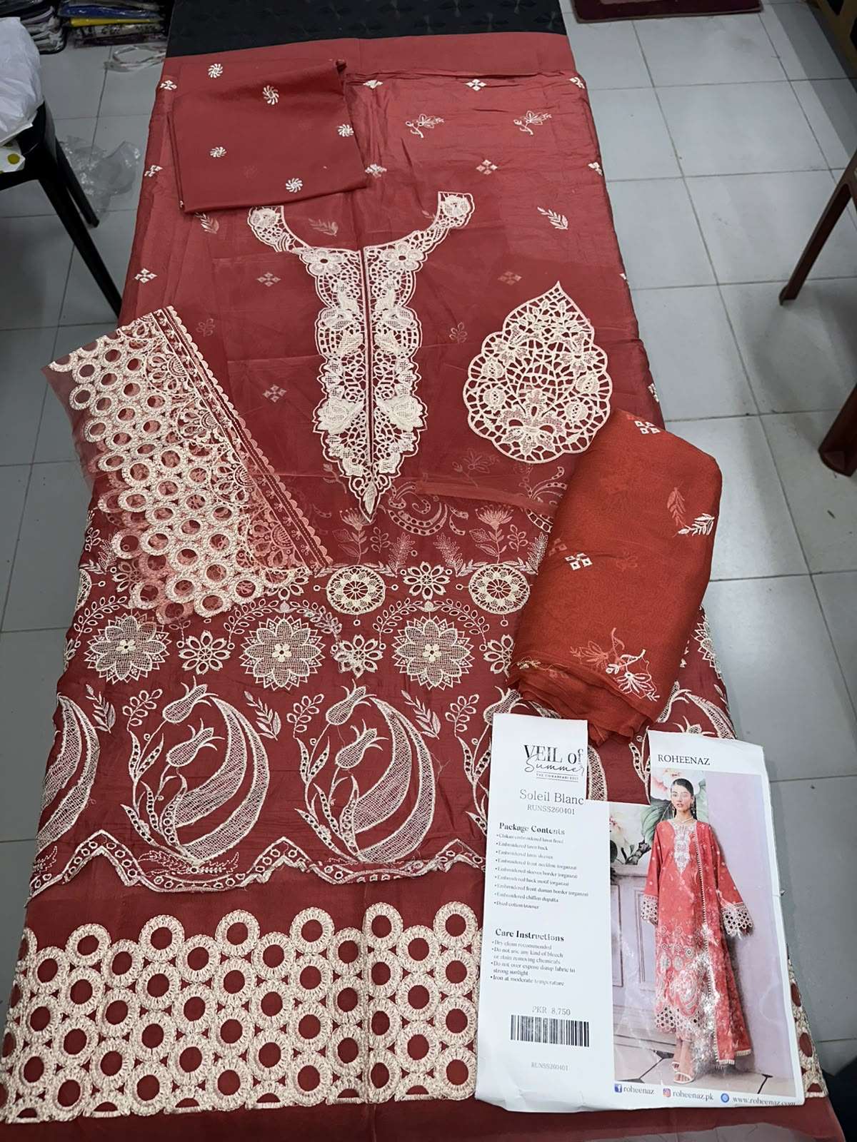 CHIKANKARI LAWN COLLECTION UNSTITCHED CHIKANKARI EMBROIDERED LAWN OPEN PICS BY ROHEENAZ - 07
