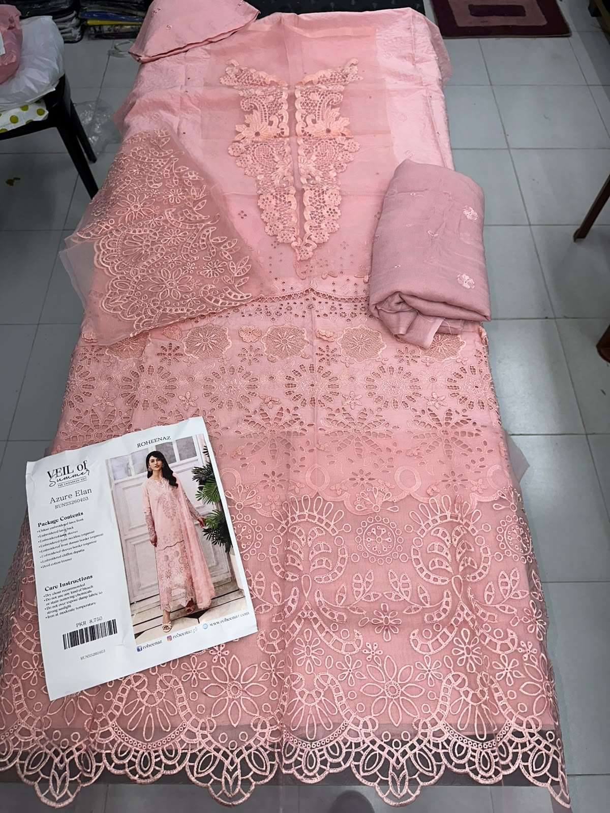 CHIKANKARI LAWN COLLECTION UNSTITCHED CHIKANKARI EMBROIDERED LAWN OPEN PICS BY ROHEENAZ - 09