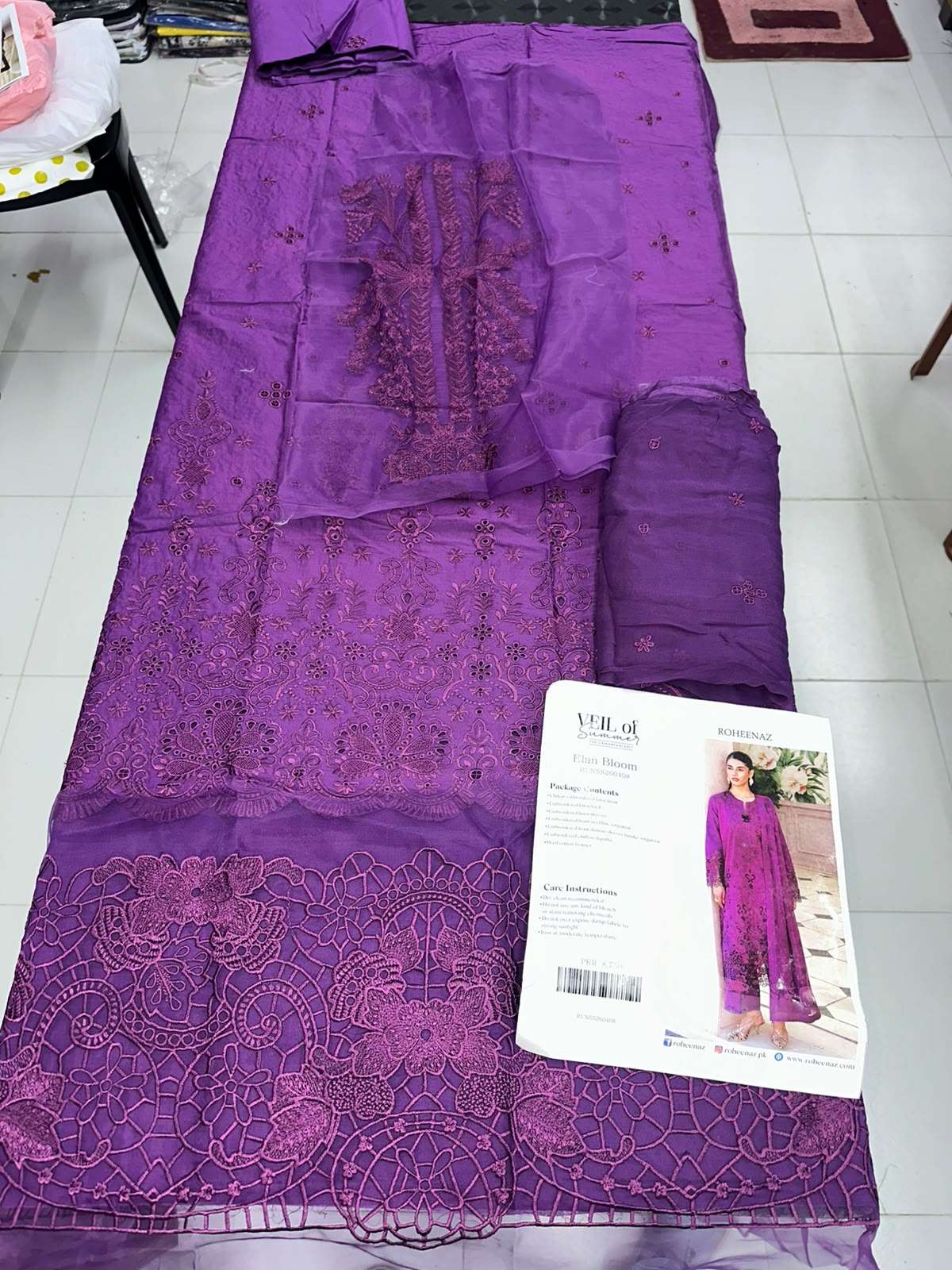 CHIKANKARI LAWN COLLECTION UNSTITCHED CHIKANKARI EMBROIDERED LAWN OPEN PICS BY ROHEENAZ - 10
