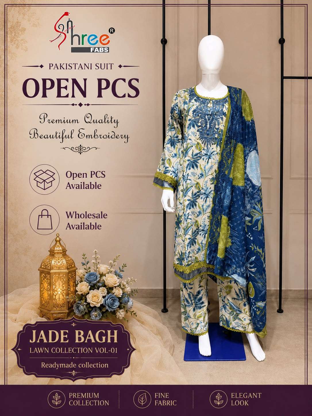 JADE BAGH READYMADE LAWN COLLECTION VOL - 01 BY SHREE FABS - 06