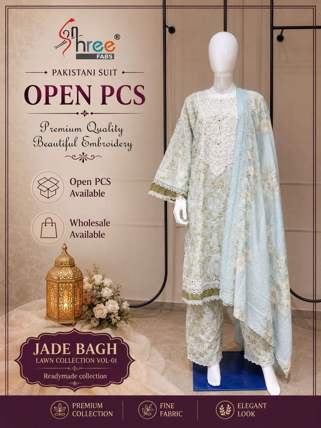 JADE BAGH READYMADE LAWN COLLECTION VOL - 01 BY SHREE FABS - 08