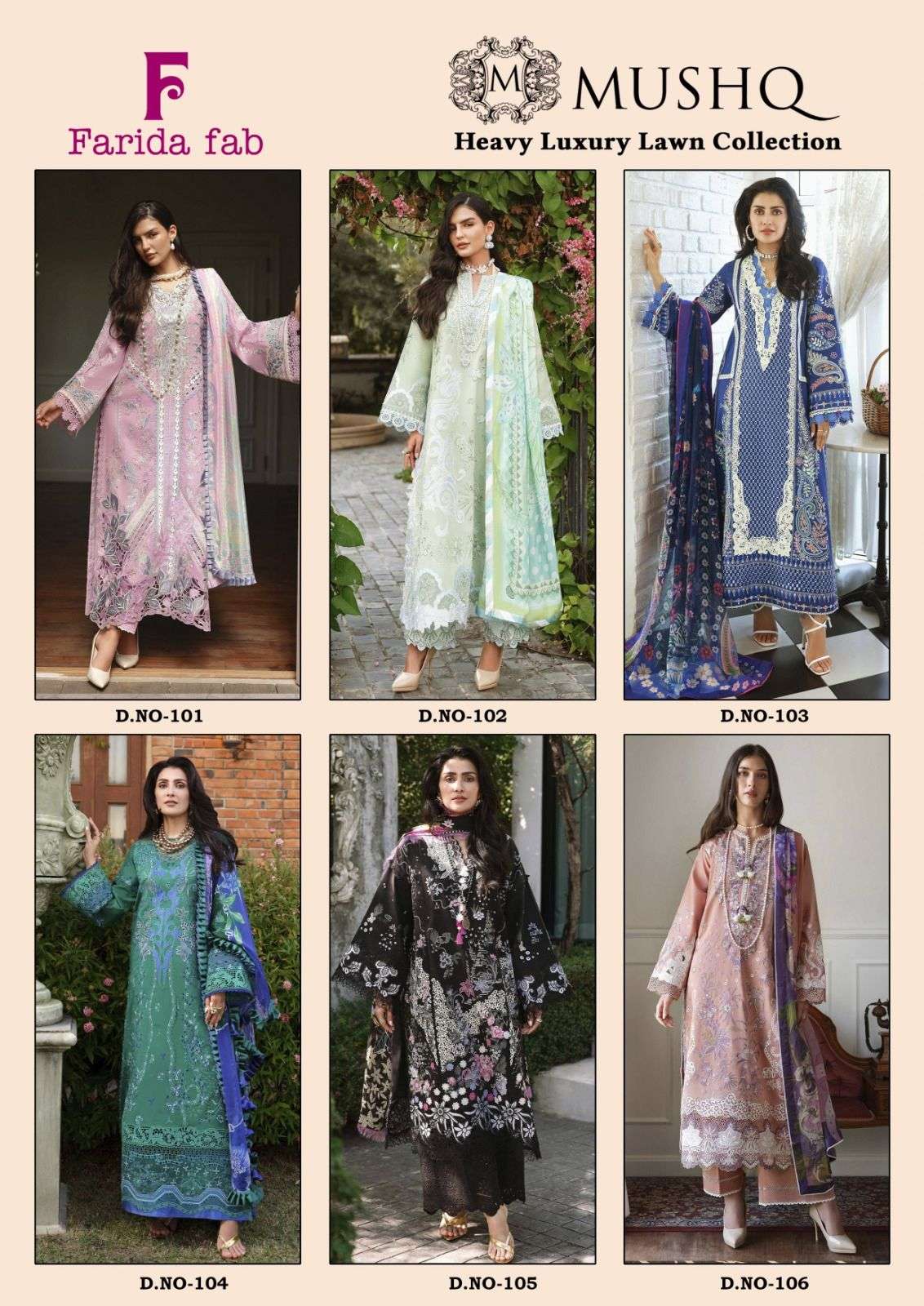 MUSHQ HEAVY LUXURY LAWN COLLECTION BY FARIDA FAB - 01 - 06