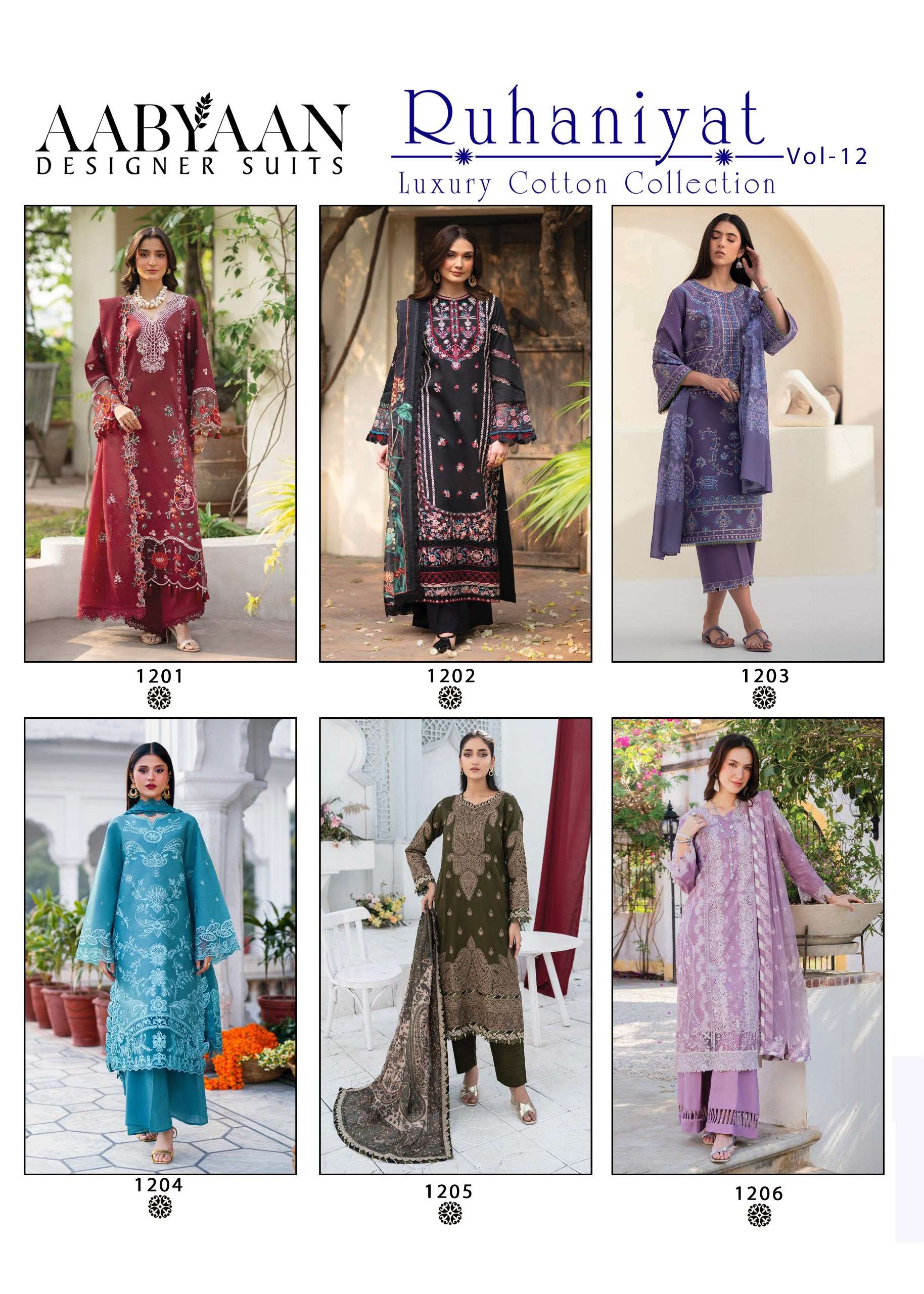 RUHANIYAT VOL - 12 BY AABYAAN DESIGNER SUIT - 01 - 06