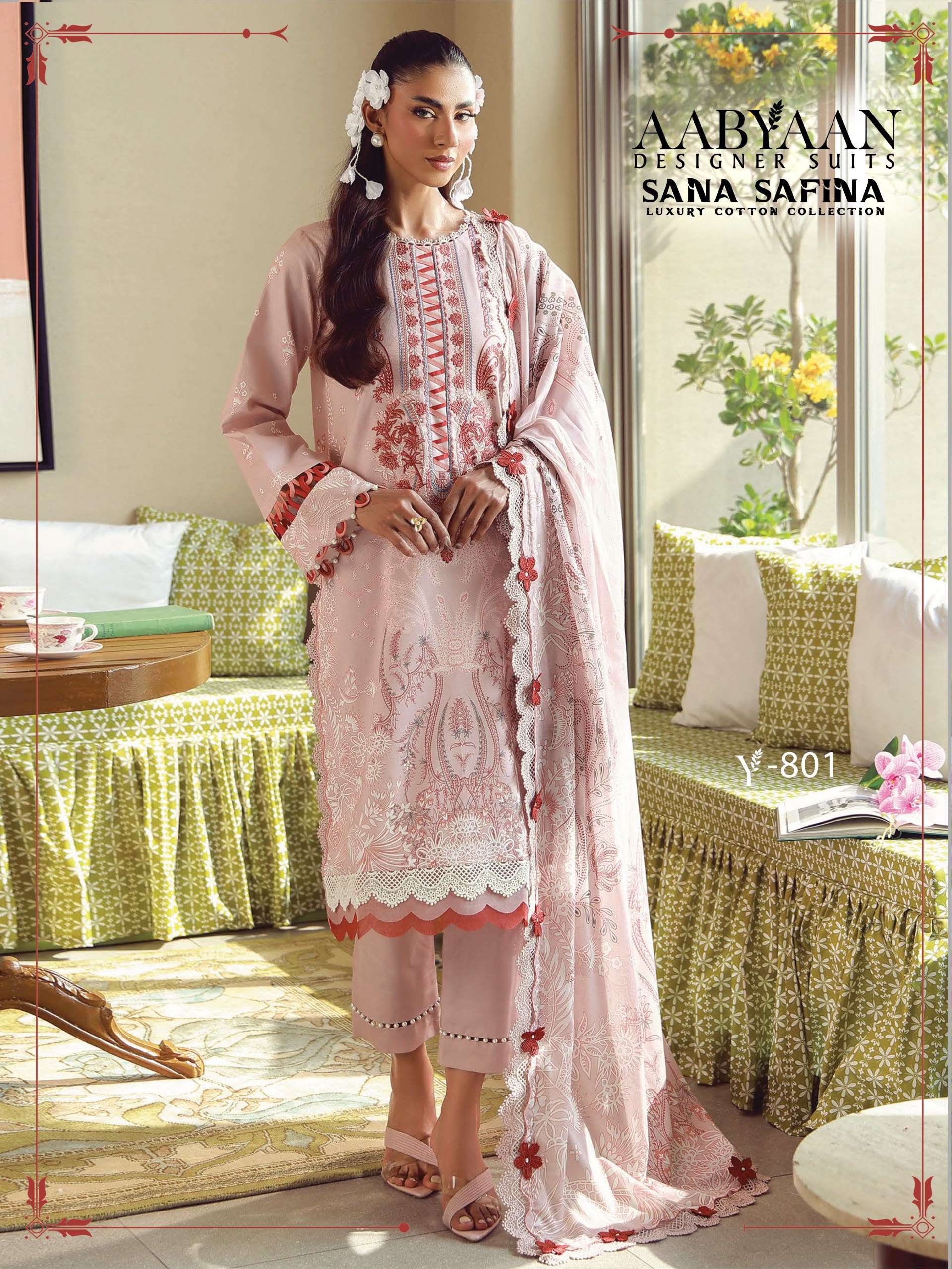 SANA SAFINA LUXURY COTTON COLLECTION VOL - 08 BY AABYAAN DESIGNER SUIT - 01
