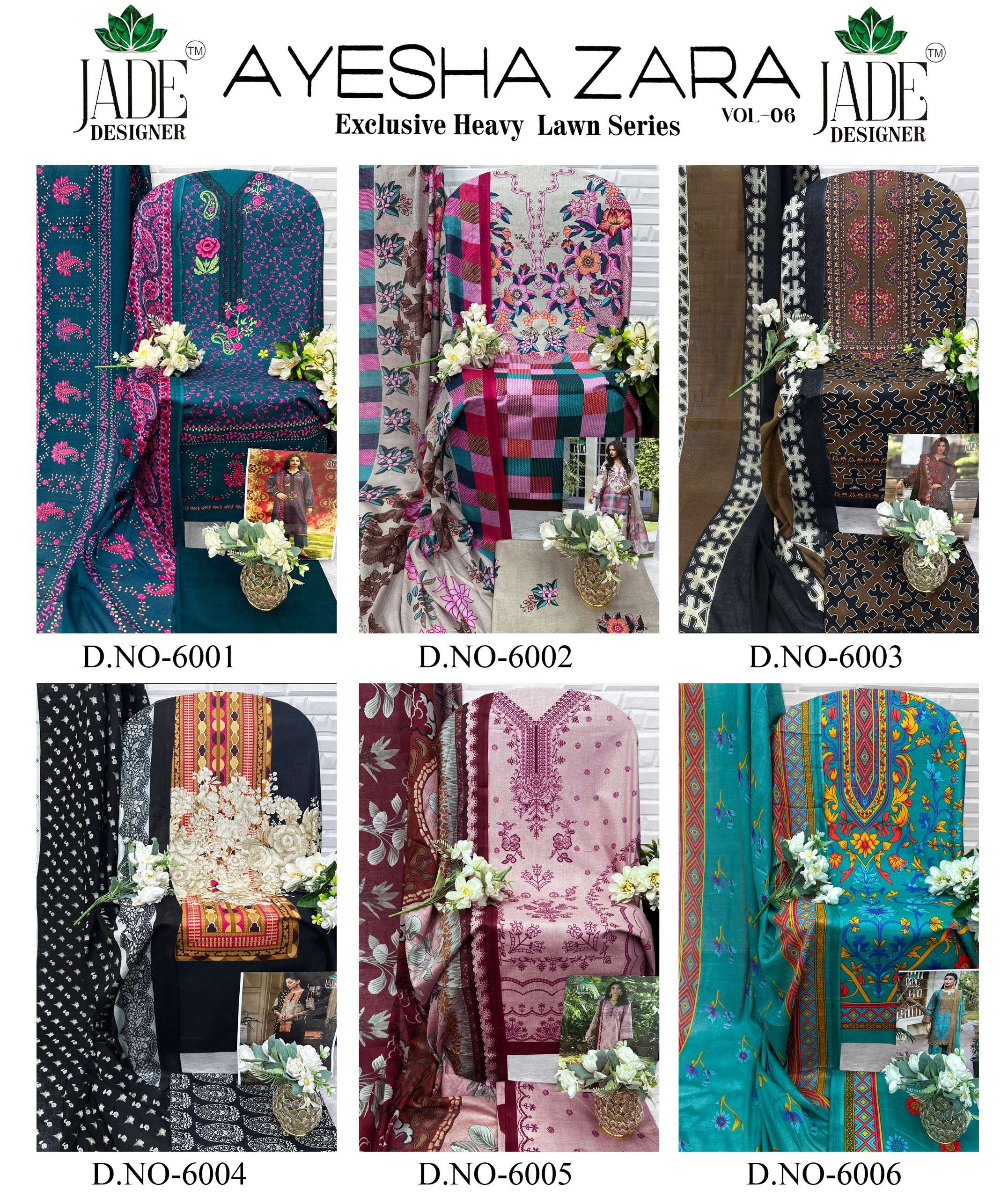 AYESHA ZARA VOL - 06 HEAVY LAWN COTTON OPEN PICS BY JADE - 01 - 06