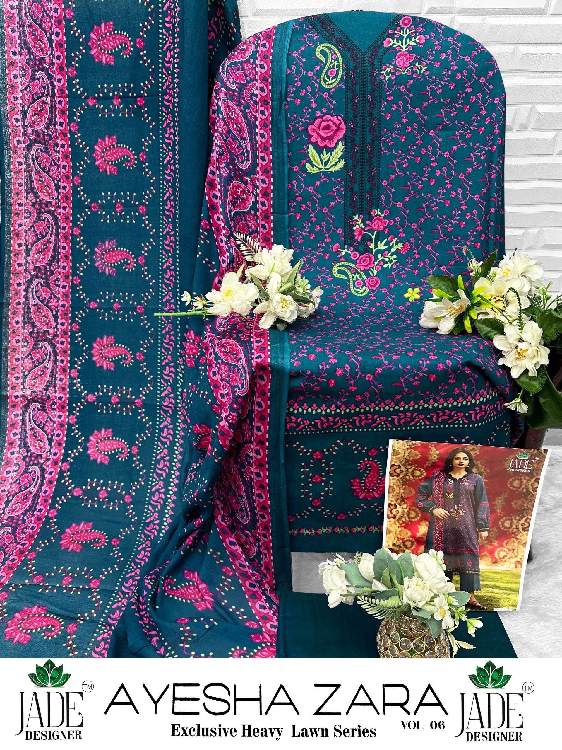 AYESHA ZARA VOL - 06 HEAVY LAWN COTTON OPEN PICS BY JADE - 01