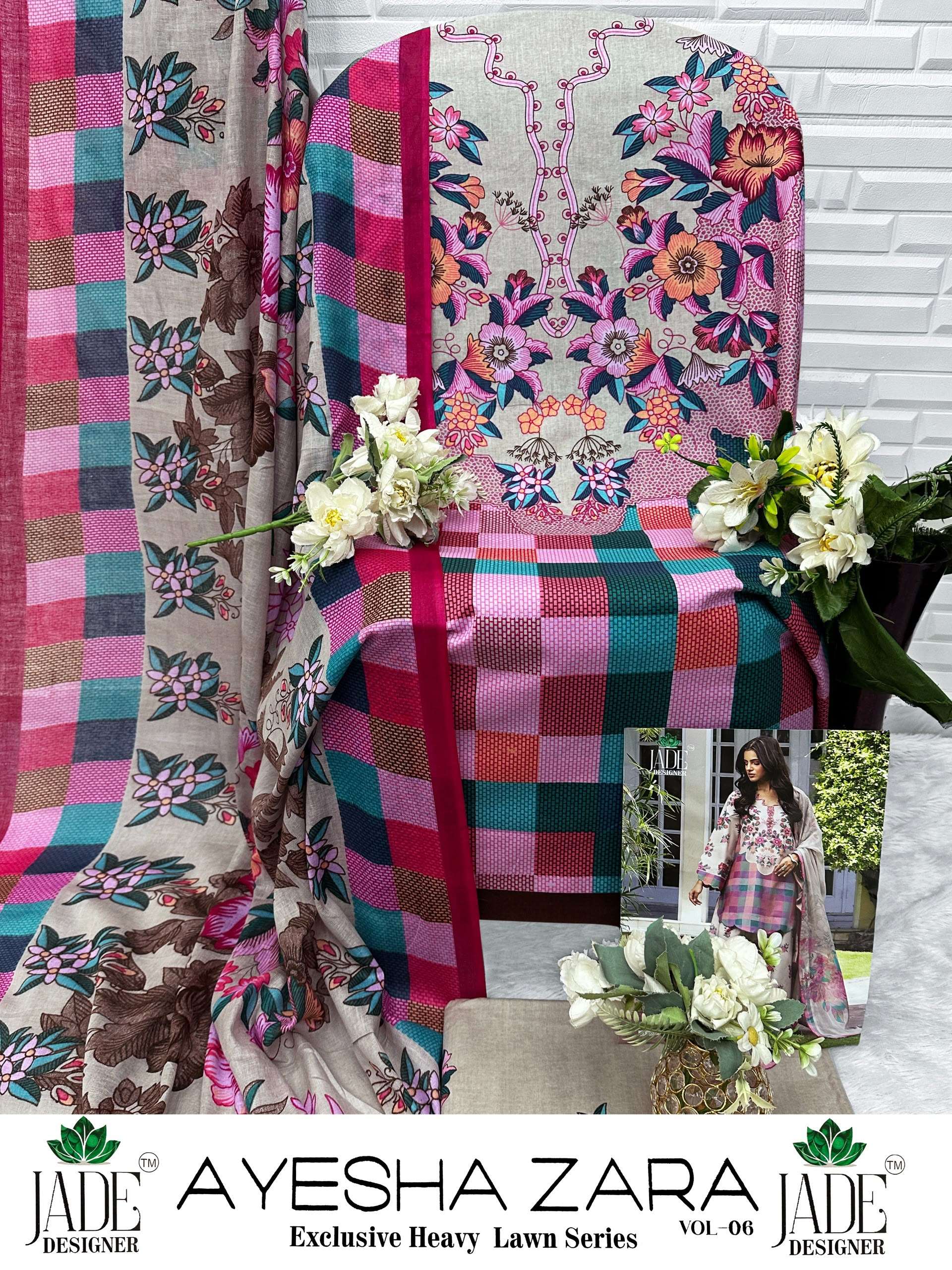 AYESHA ZARA VOL - 06 HEAVY LAWN COTTON OPEN PICS BY JADE - 02