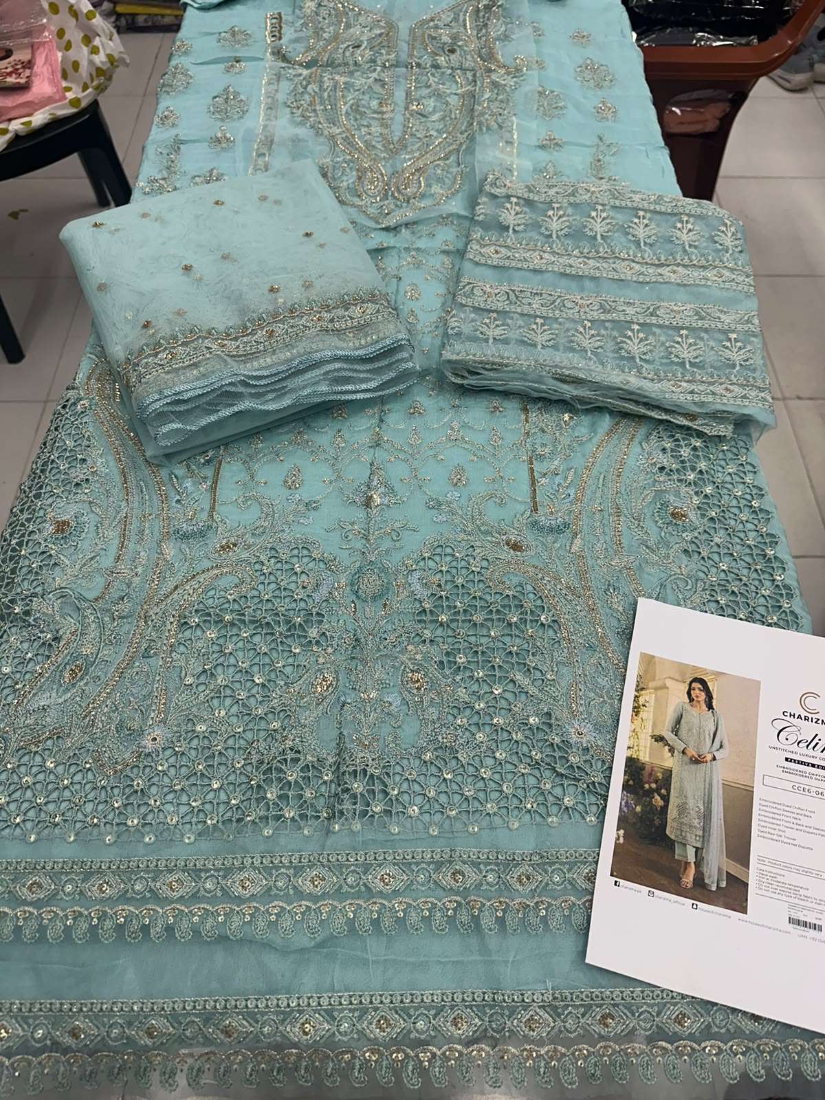 CELINE EMBROIDERED CHIFFON COLLECTION OPEN PICS BY CHARIZMA - 04