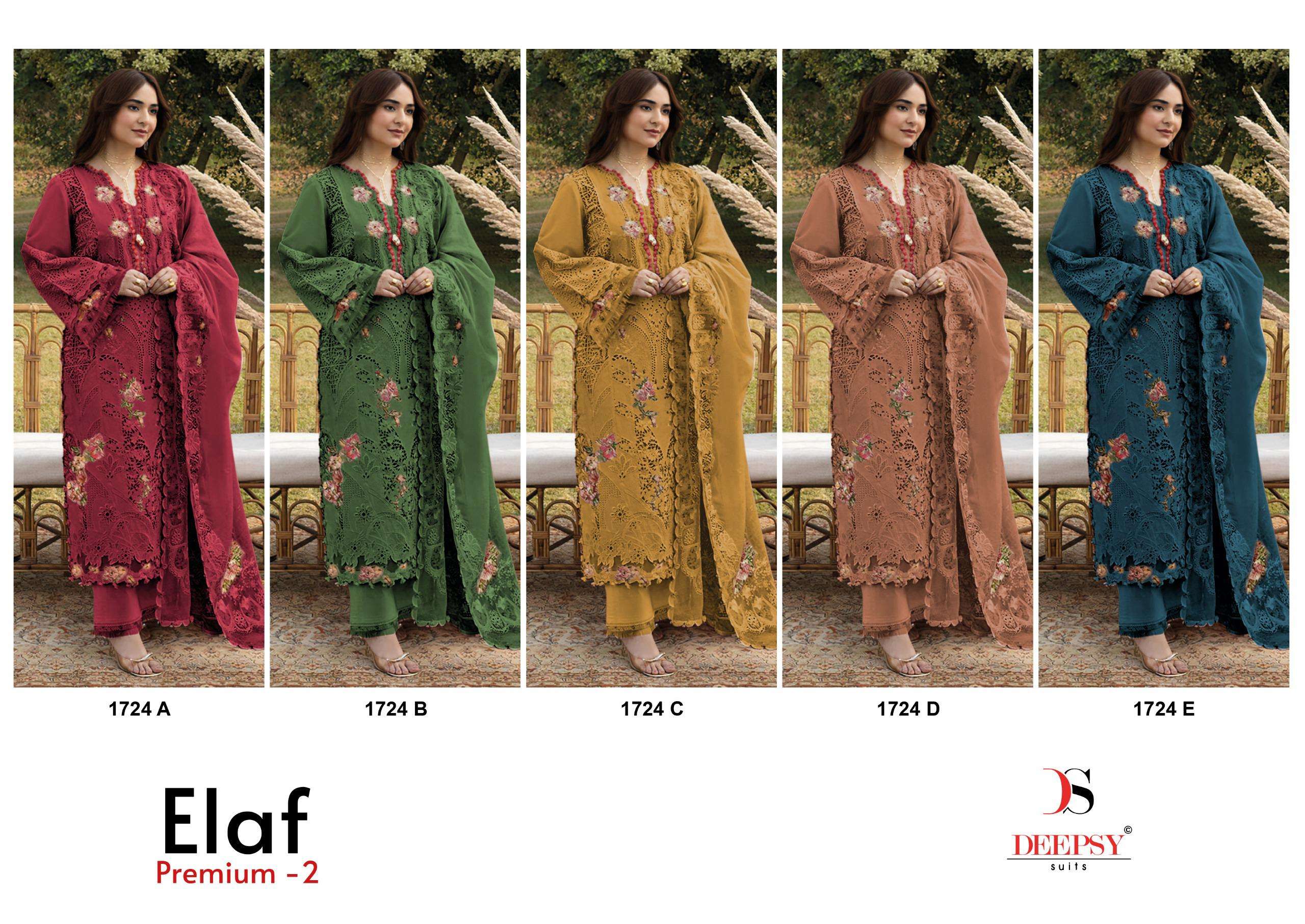 ELAF PREMIUM - 02 DESIGN NO. 1724 ABCDE BY DEEPSY SUITS - 01 - 05