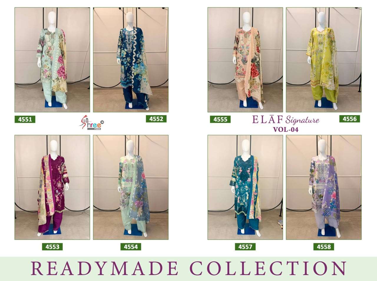 ELAF SIGNATURE READYMADE COLLECTION VOL - 04 BY SHREE FABS - 01 - 08