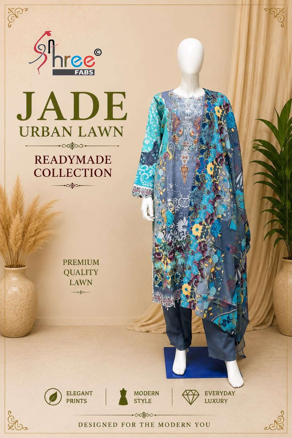 JADE URBAN LAWN READYMADE COLLECTION BY SHREE FABS - 01