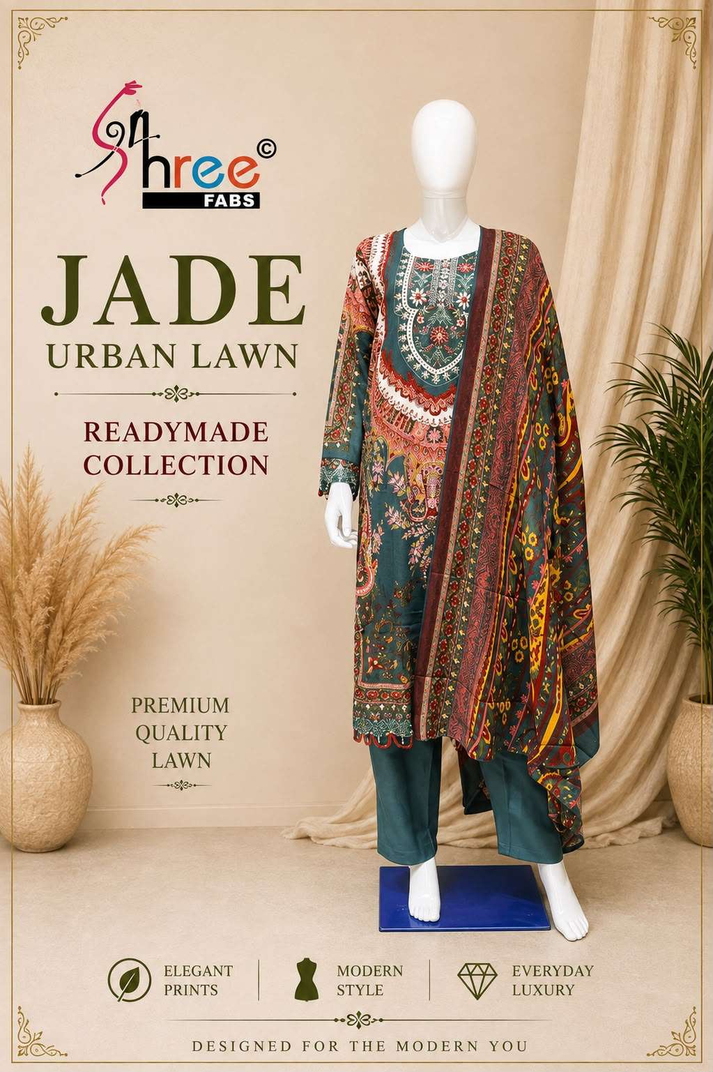 JADE URBAN LAWN READYMADE COLLECTION BY SHREE FABS - 02